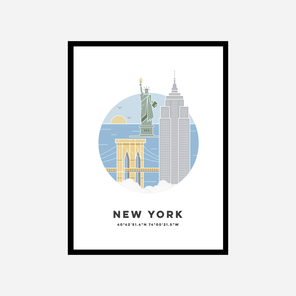 New York Cityscape Colour Art Print - DesignPlace