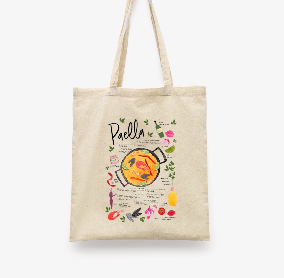 Paella Receta Tote Bag - DesignPlace