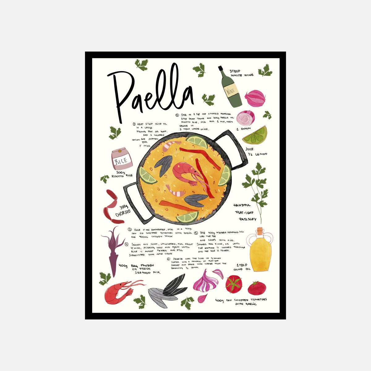 Paella Recipe Art Print - DesignPlace