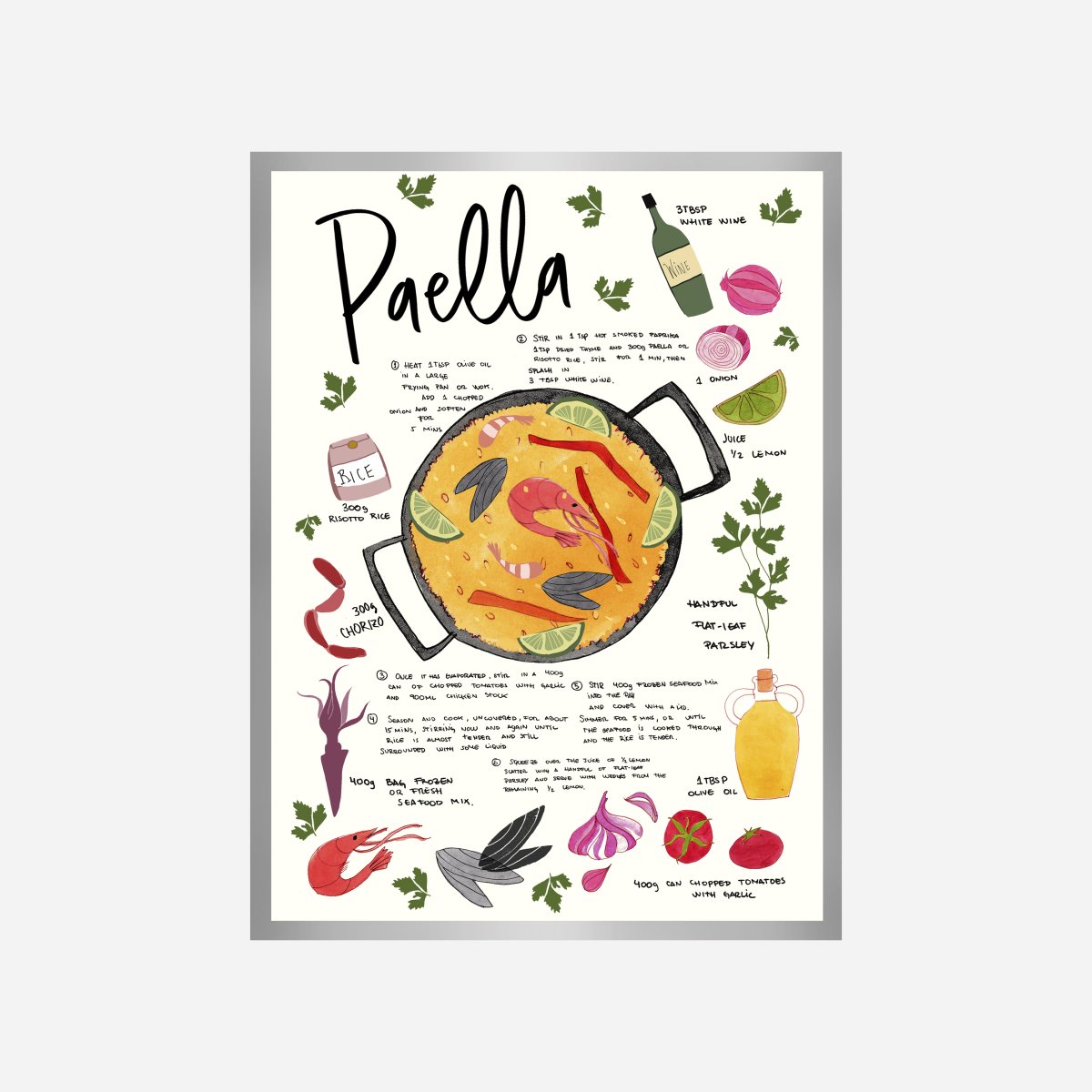 Paella Recipe Art Print - DesignPlace