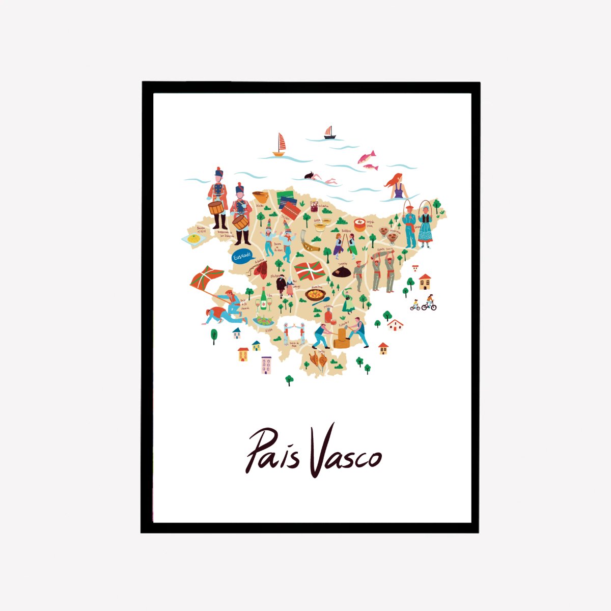 País Vasco Illustrated Map - DesignPlace