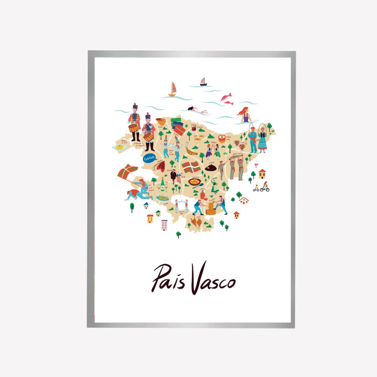 País Vasco Illustrated Map - DesignPlace