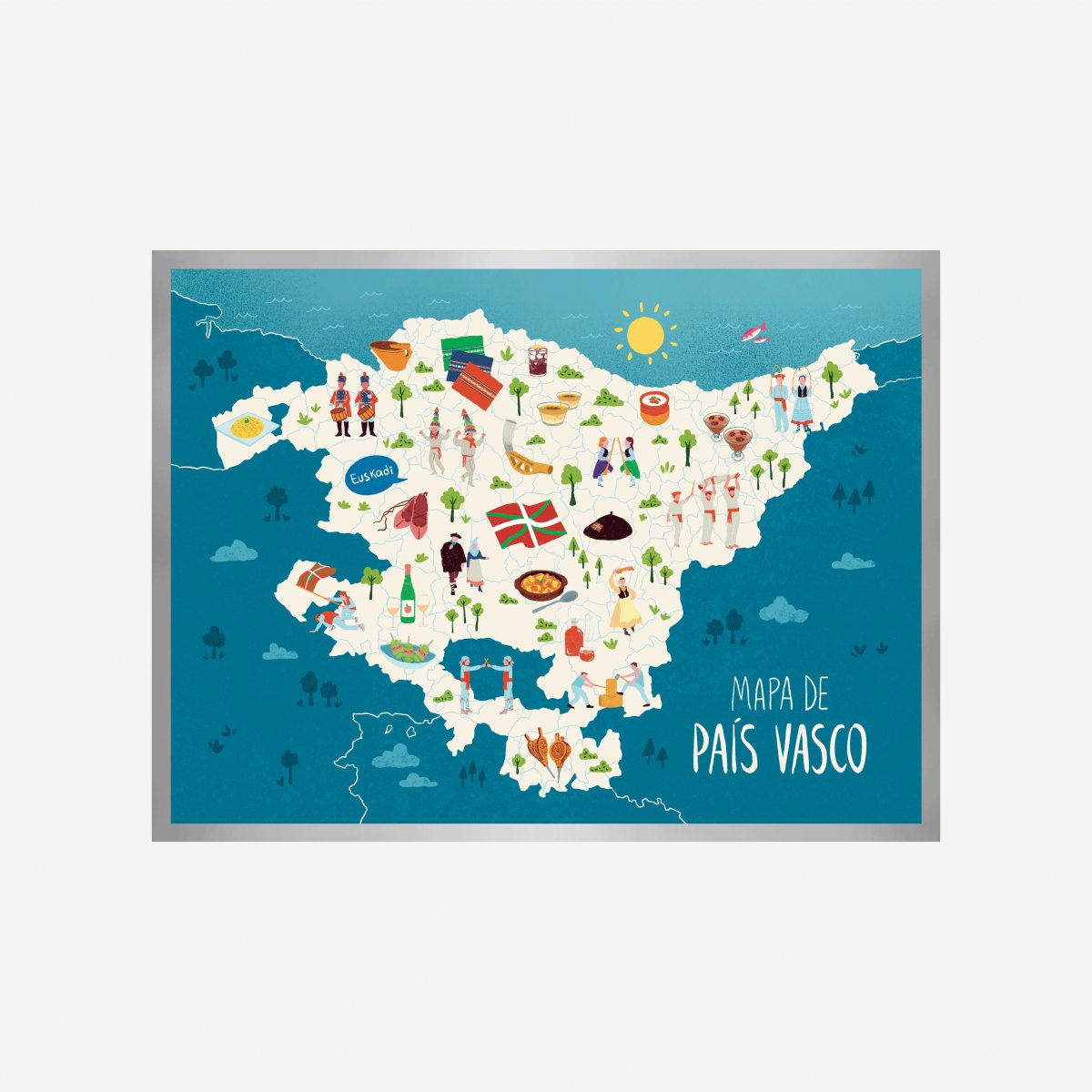 País Vasco Map Art Print - DesignPlace