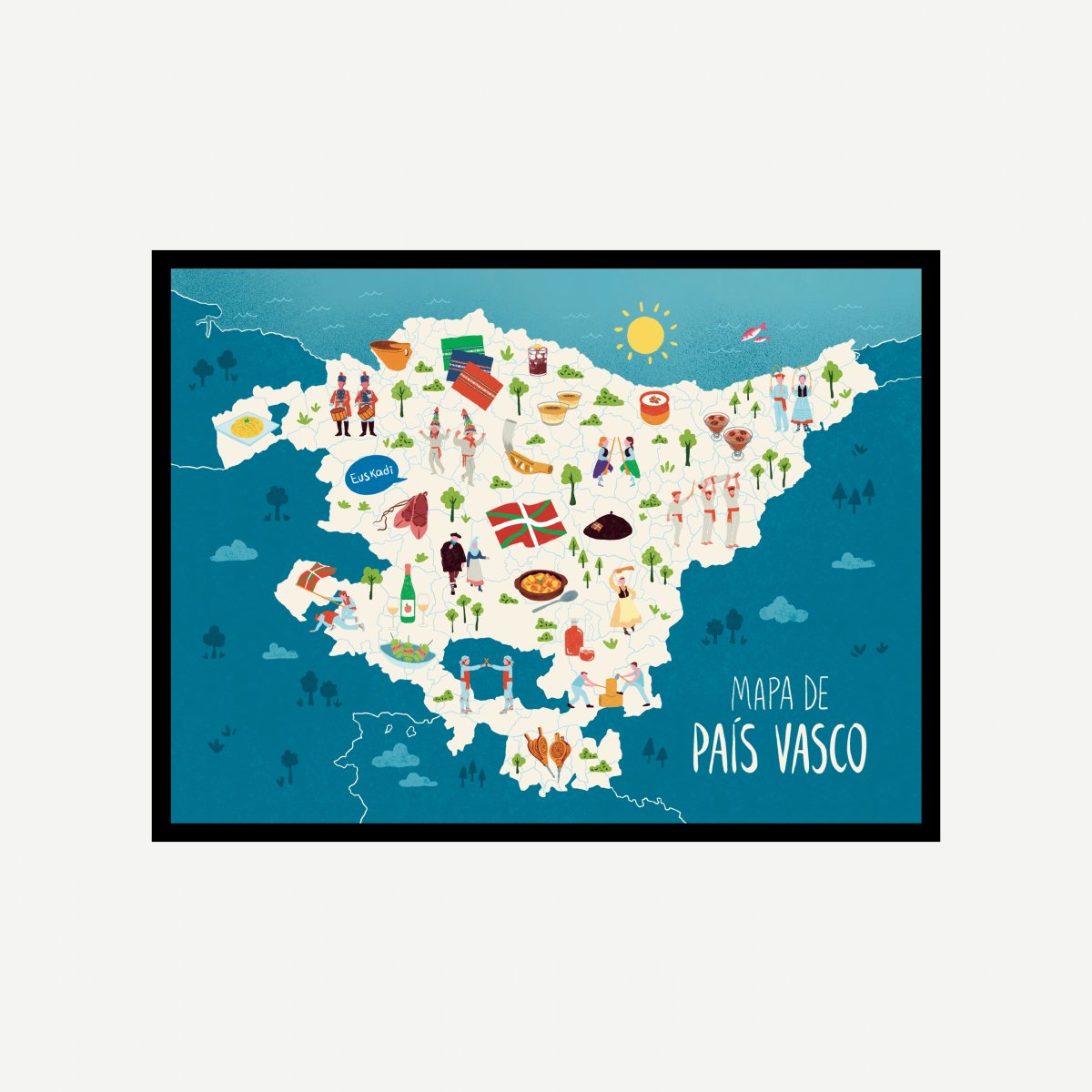 País Vasco Map Art Print - DesignPlace