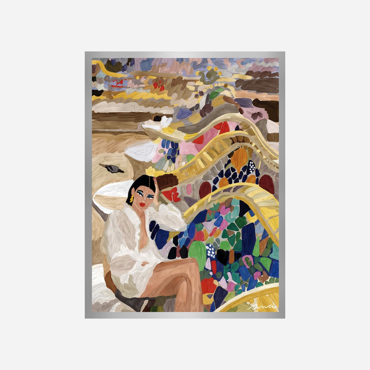 Park Guell Bench Art Print - DesignPlace