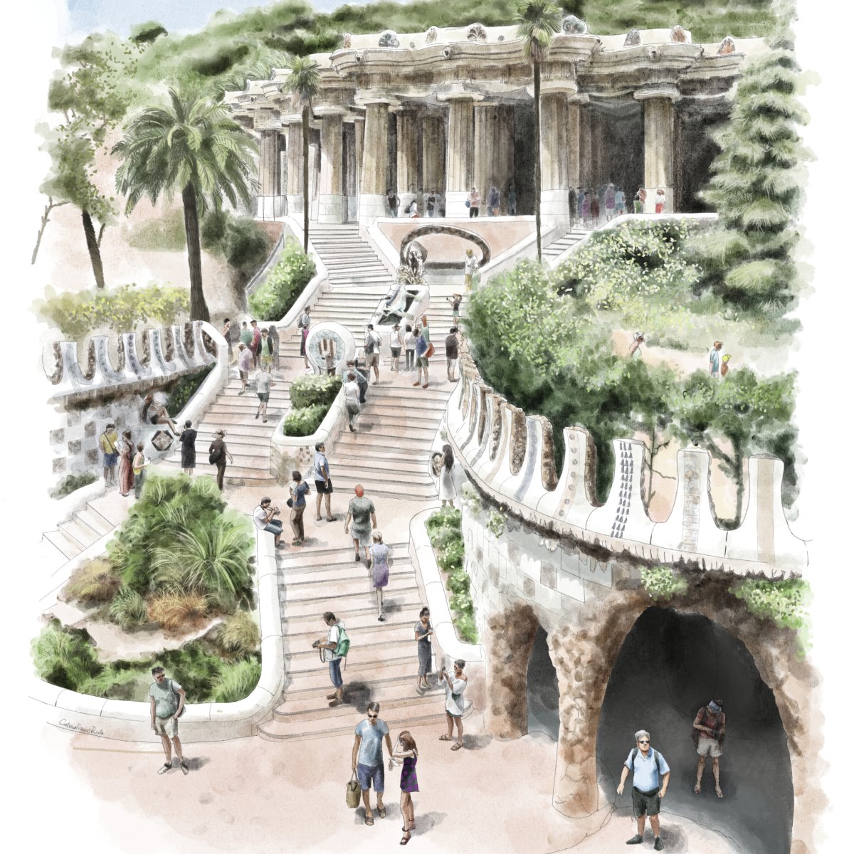 Park Güell Escalera Art Print - DesignPlace