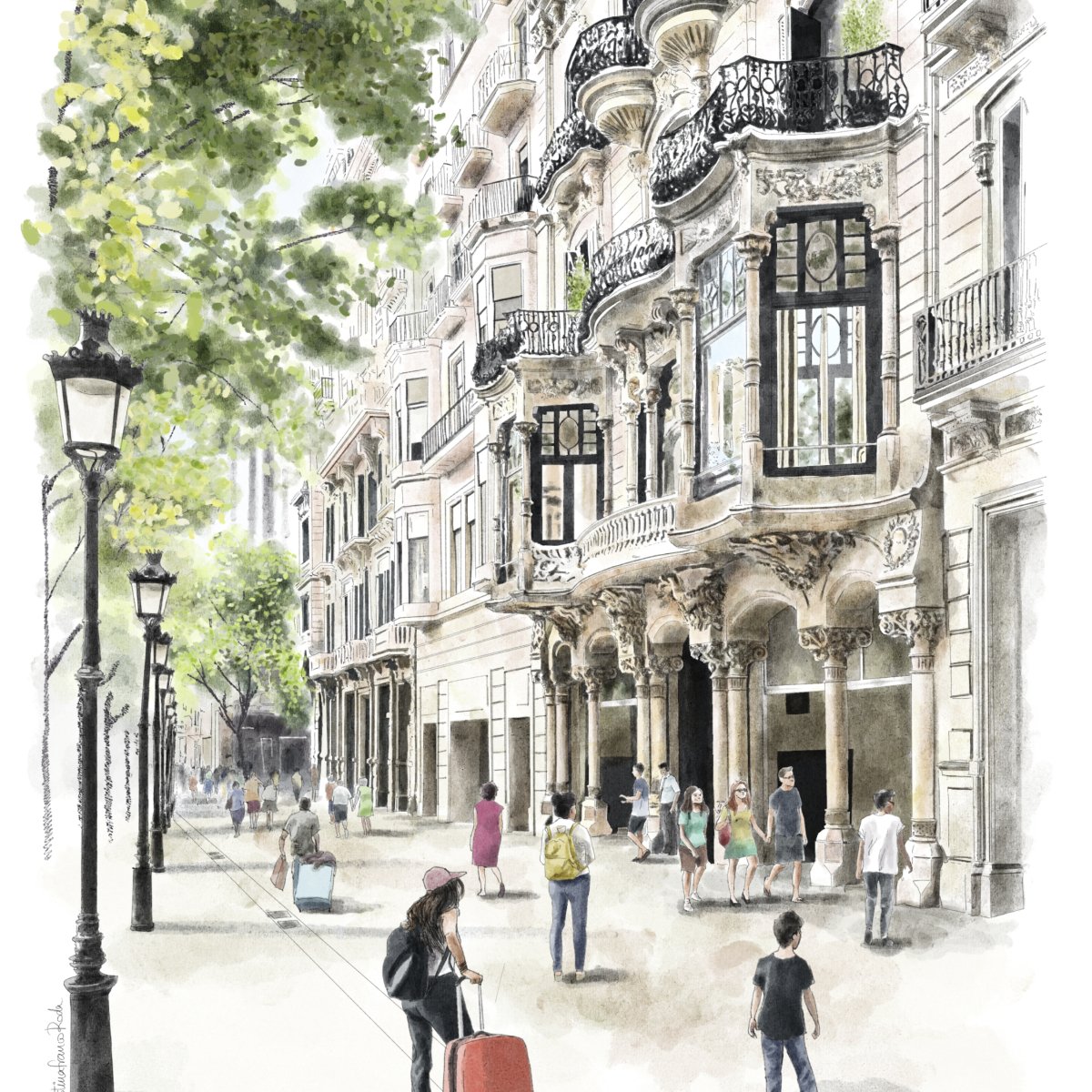 Passeig De Gracia Art Print - DesignPlace