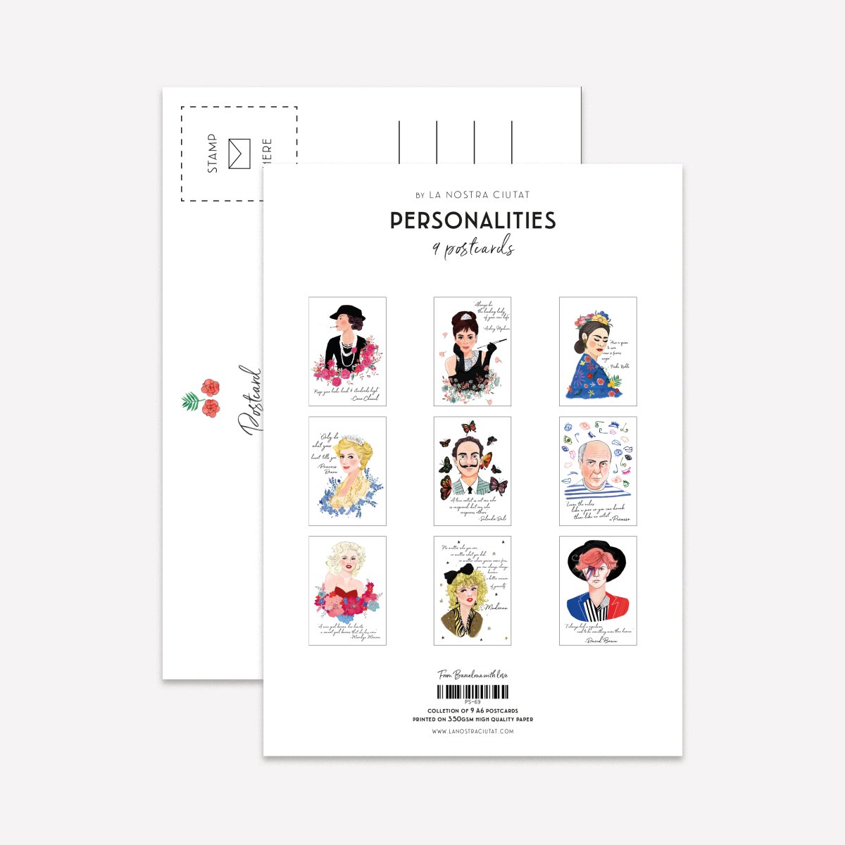 Personajes Acuarela Postcard Pack - DesignPlace