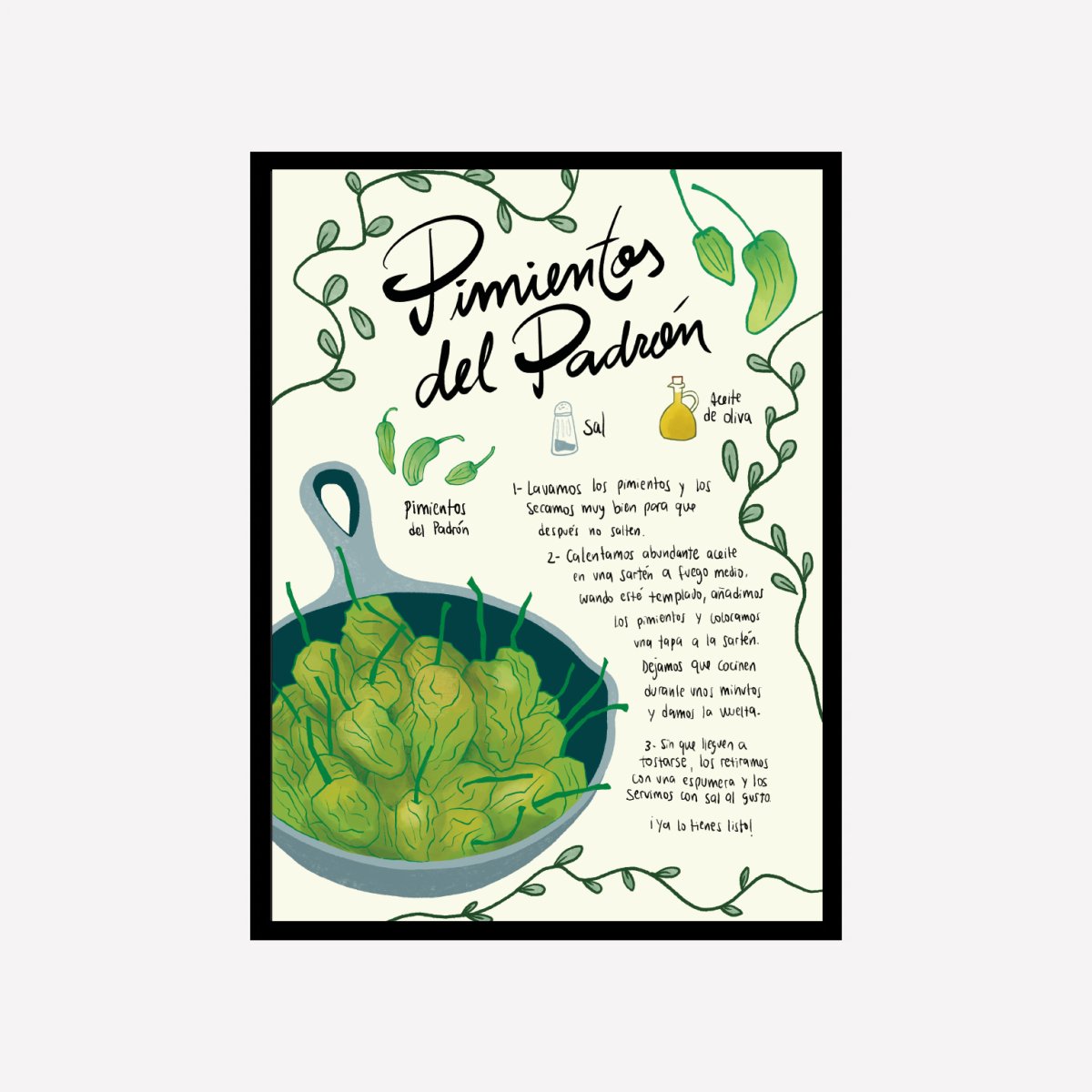 Pimientos del Padron Receta Art Print - DesignPlace