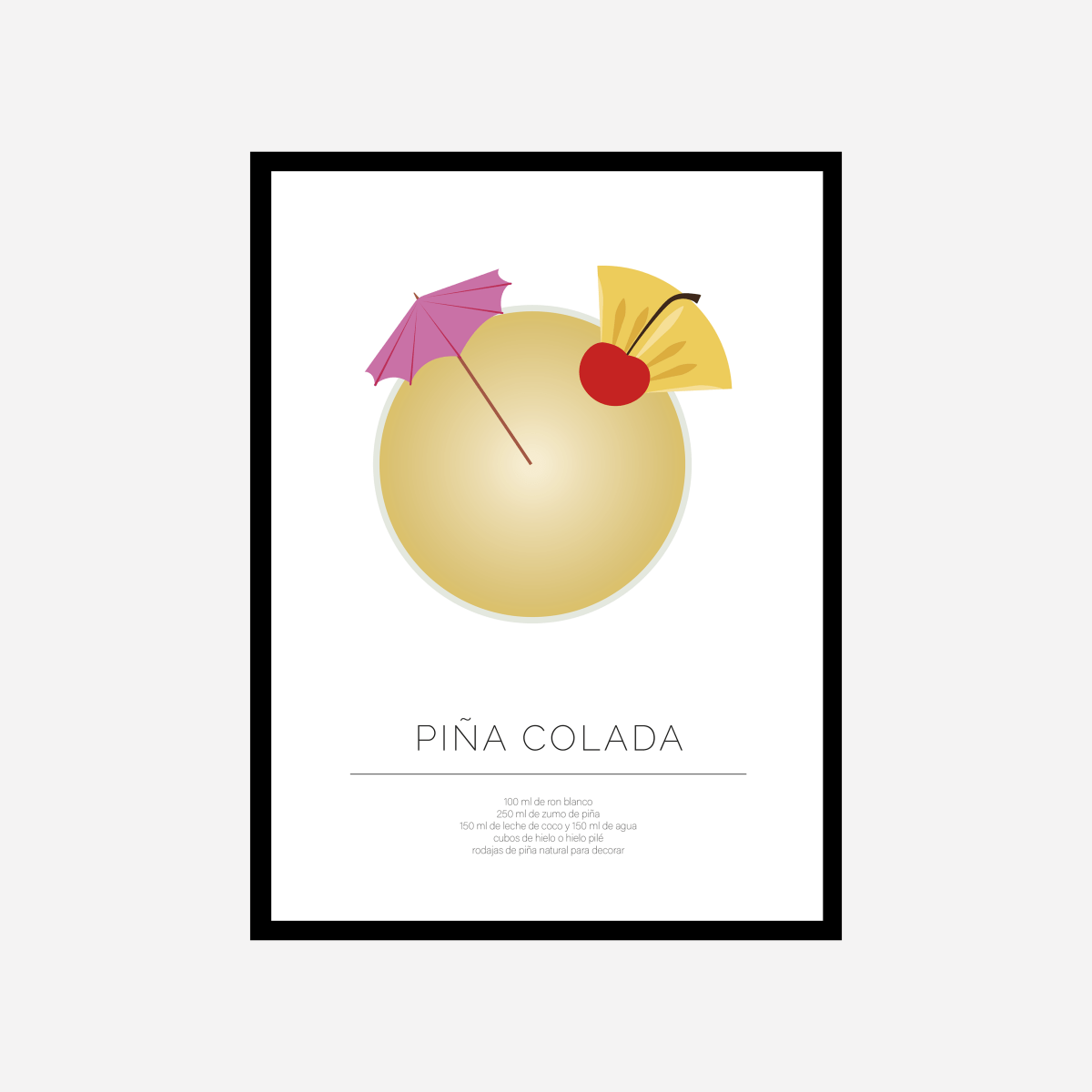 Piña Colada Line Art Print - DesignPlace