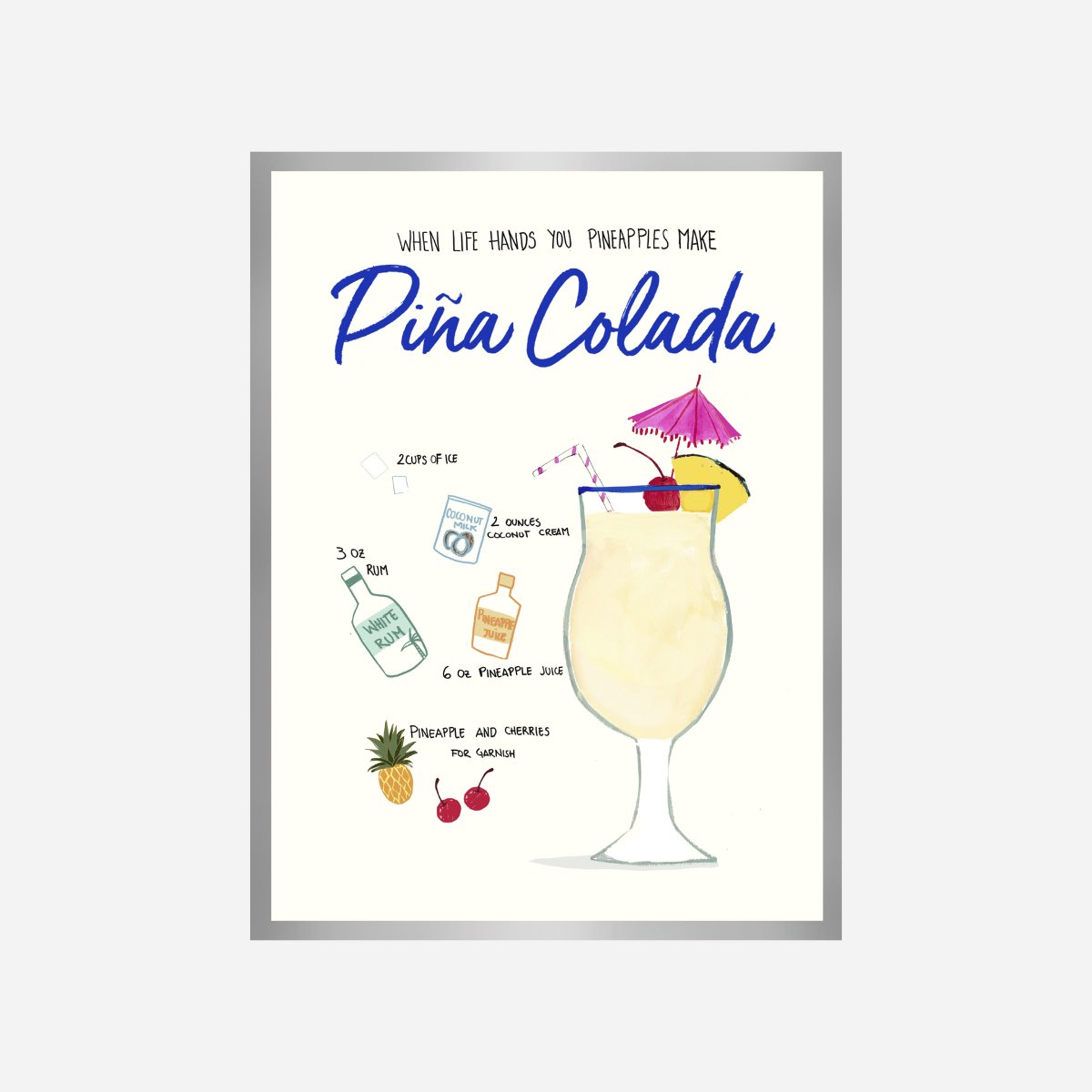 Piña Colada Recipe Art Print - DesignPlace