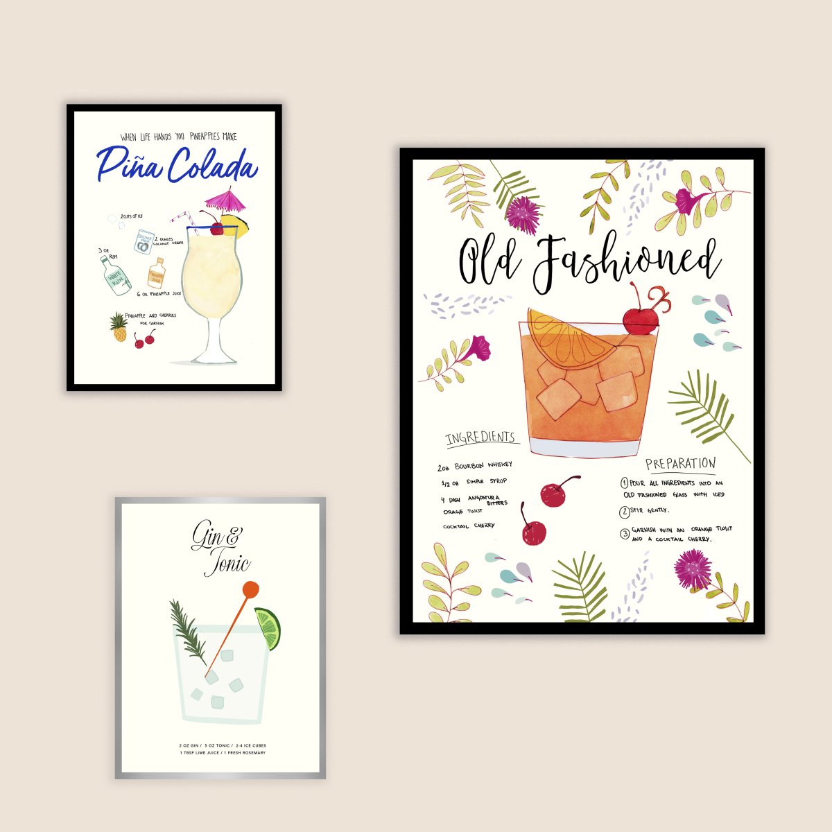 Piña Colada Recipe Art Print - DesignPlace