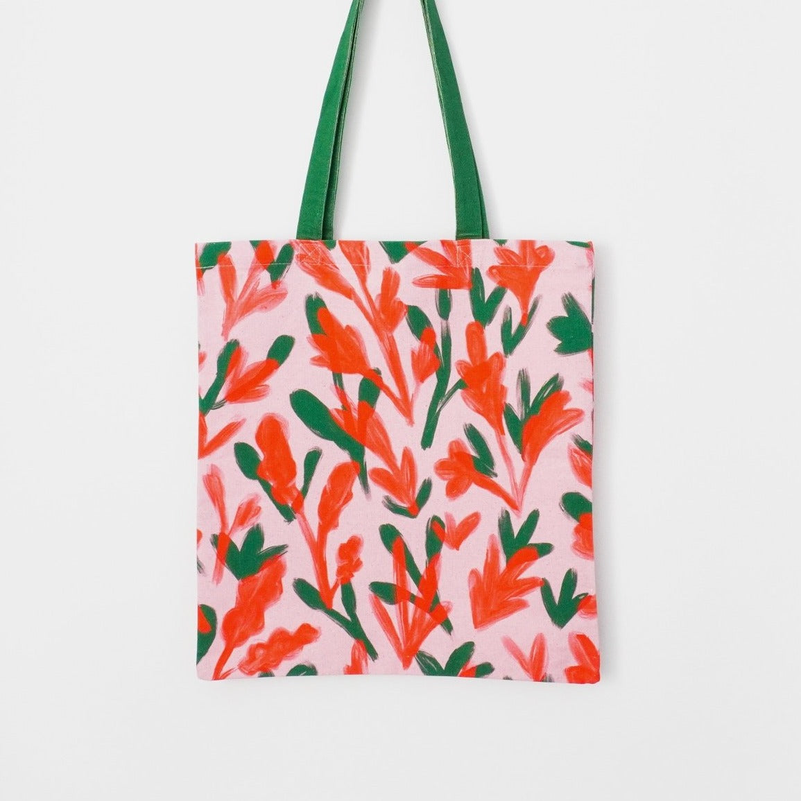 Pink & Green Flowers Tote Bag - DesignPlace