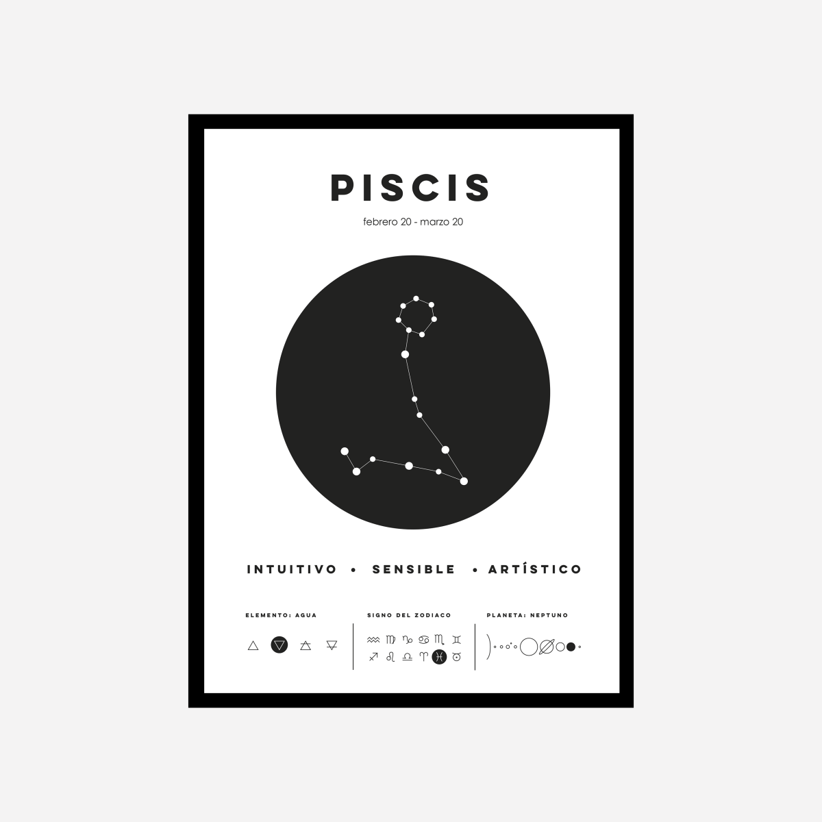 Piscis Zodiac Sign Art Print - DesignPlace