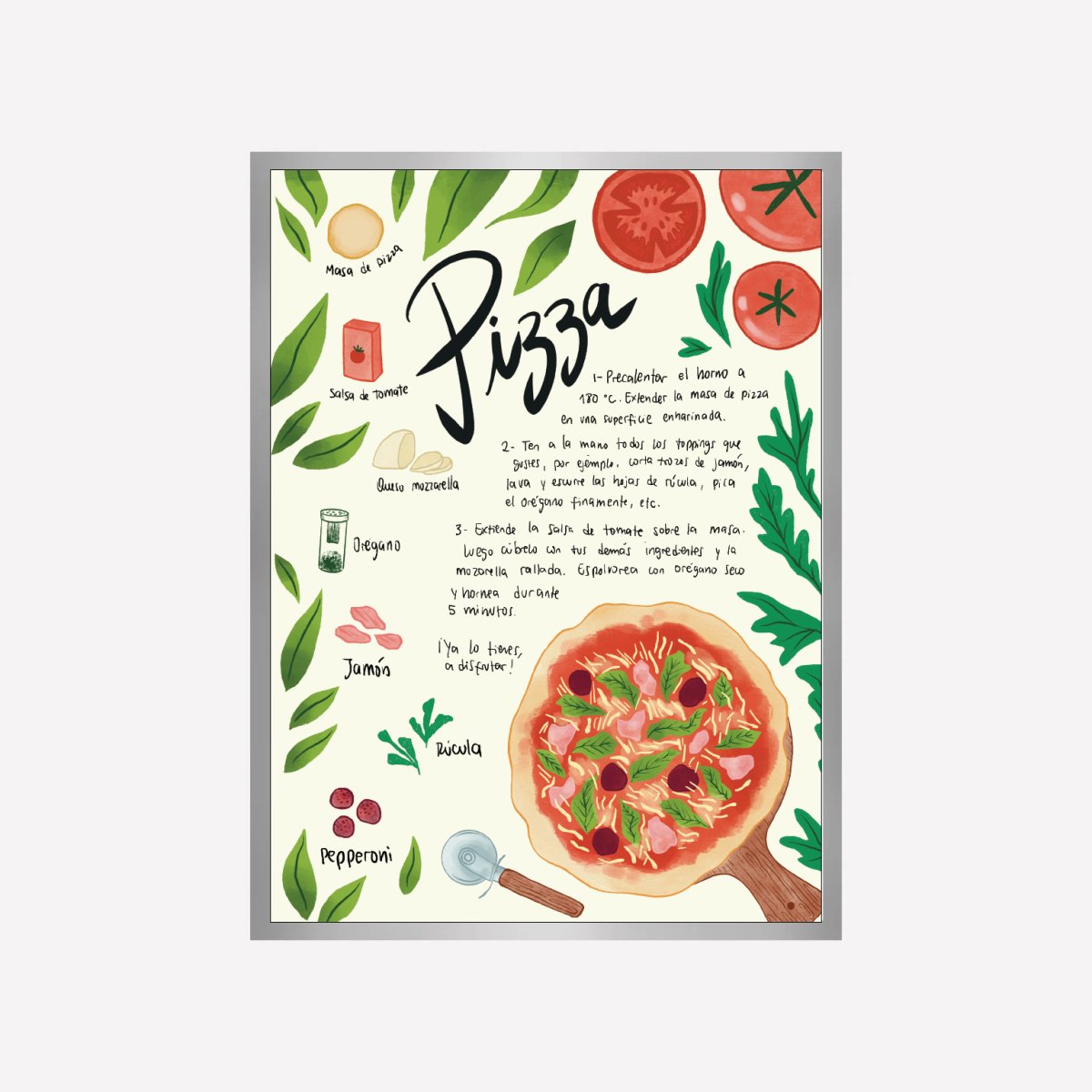 Pizza Receta Art Print - DesignPlace