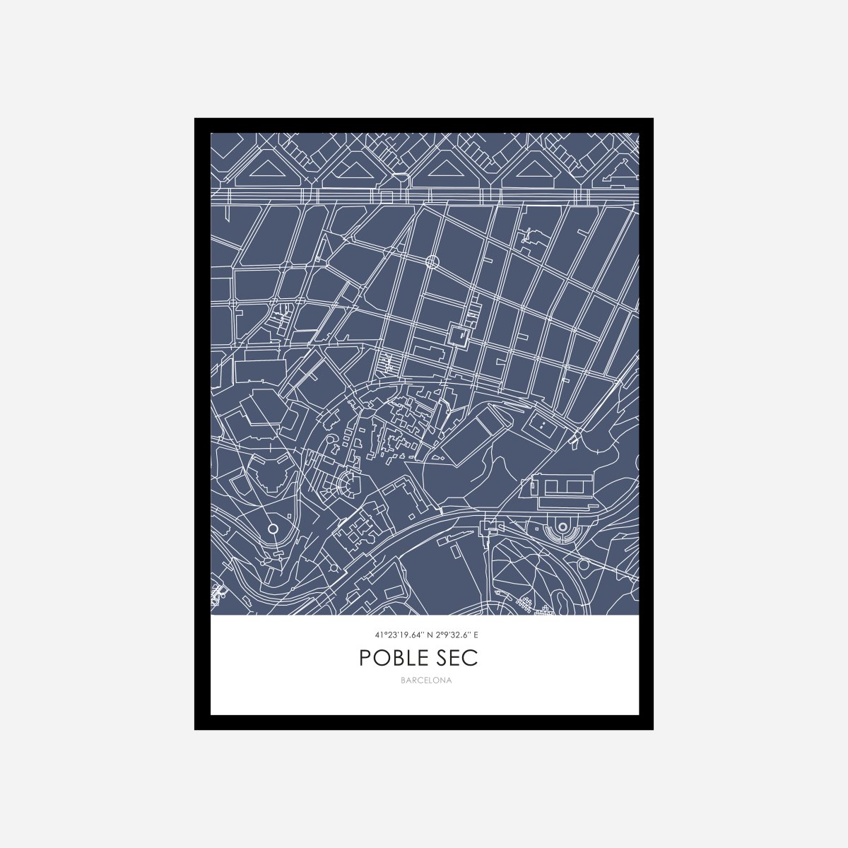 Poble Sec Line Map Art Print - DesignPlace