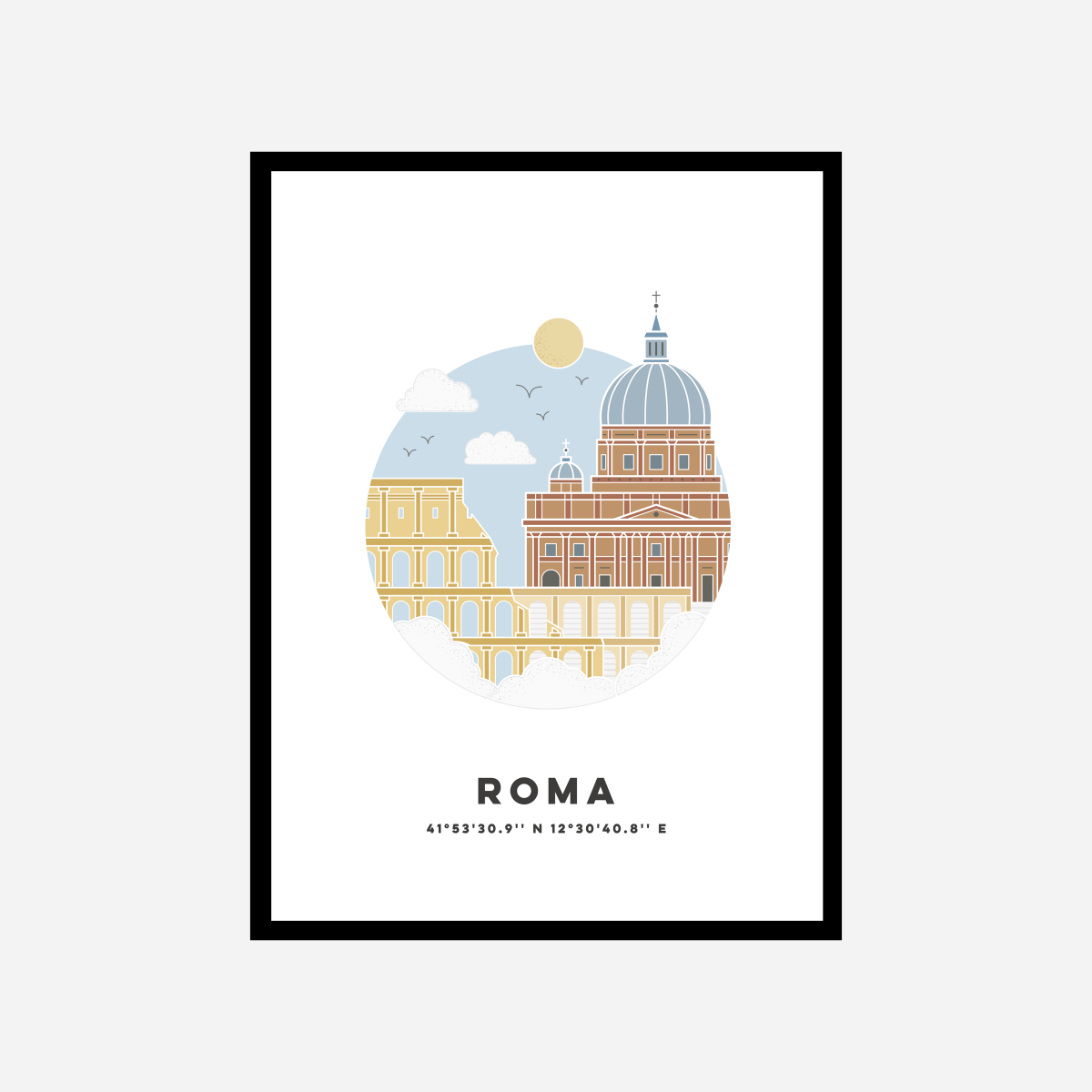 Roma Cityscape Colour Art Print - DesignPlace