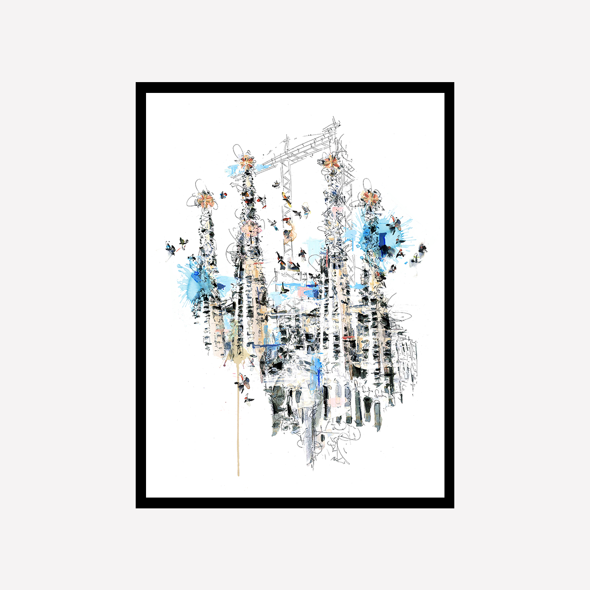 Sagrada with birds Art Print