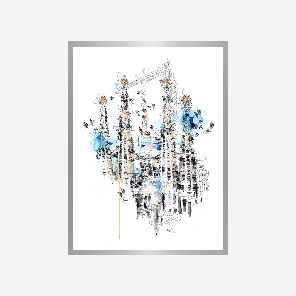 Sagrada with birds Art Print
