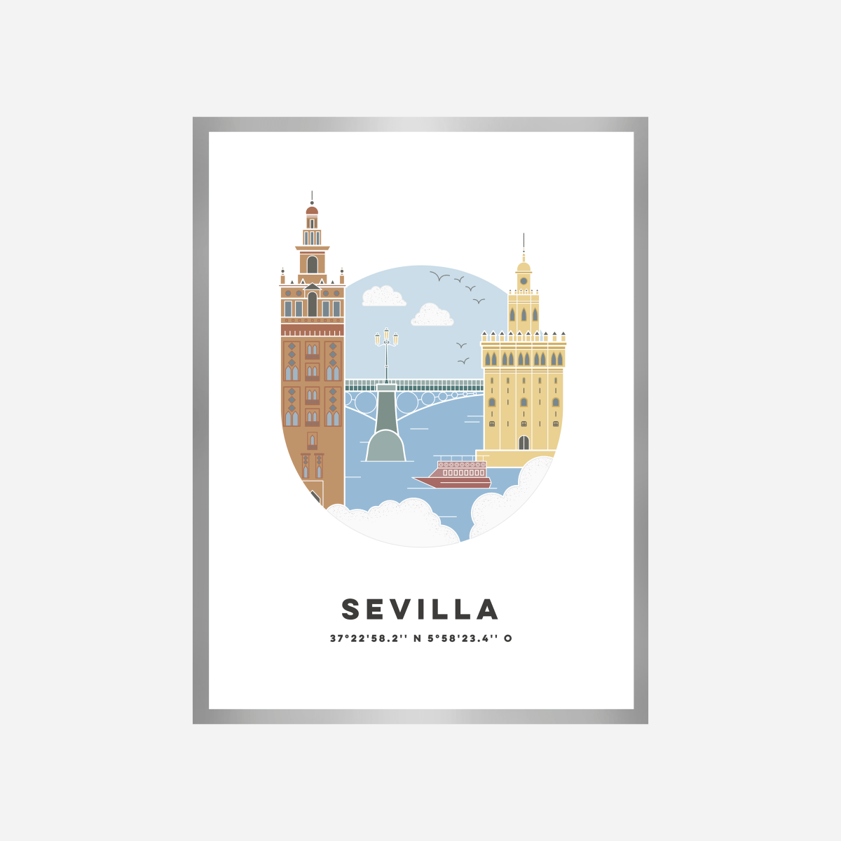 Sevilla Cityscape Colour Art Print - DesignPlace