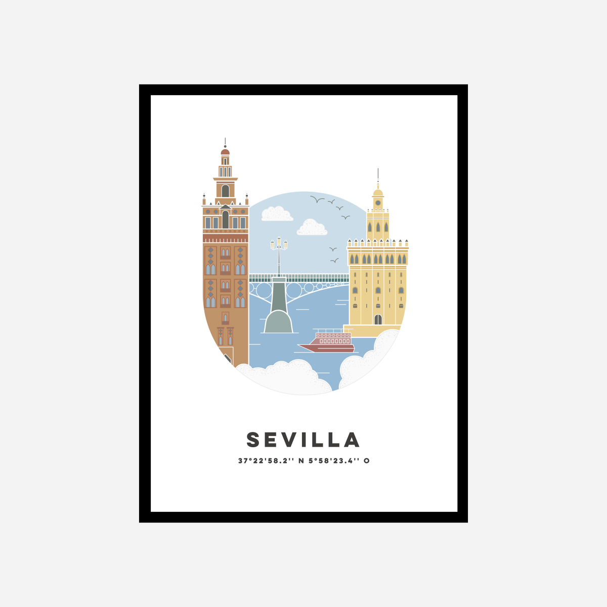 Sevilla Cityscape Colour Art Print - DesignPlace