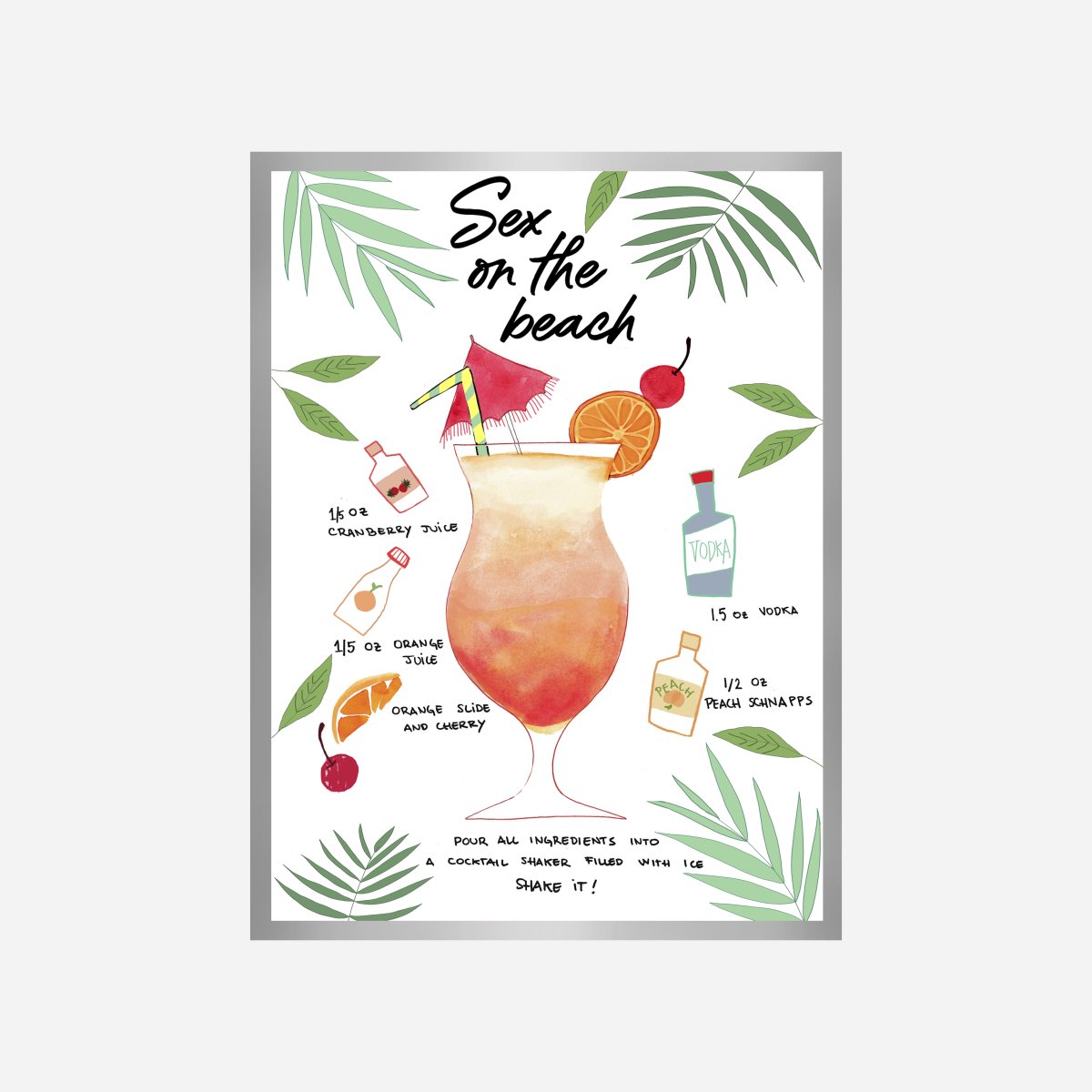 Sex on the Beach Recipe Art Print - DesignPlace