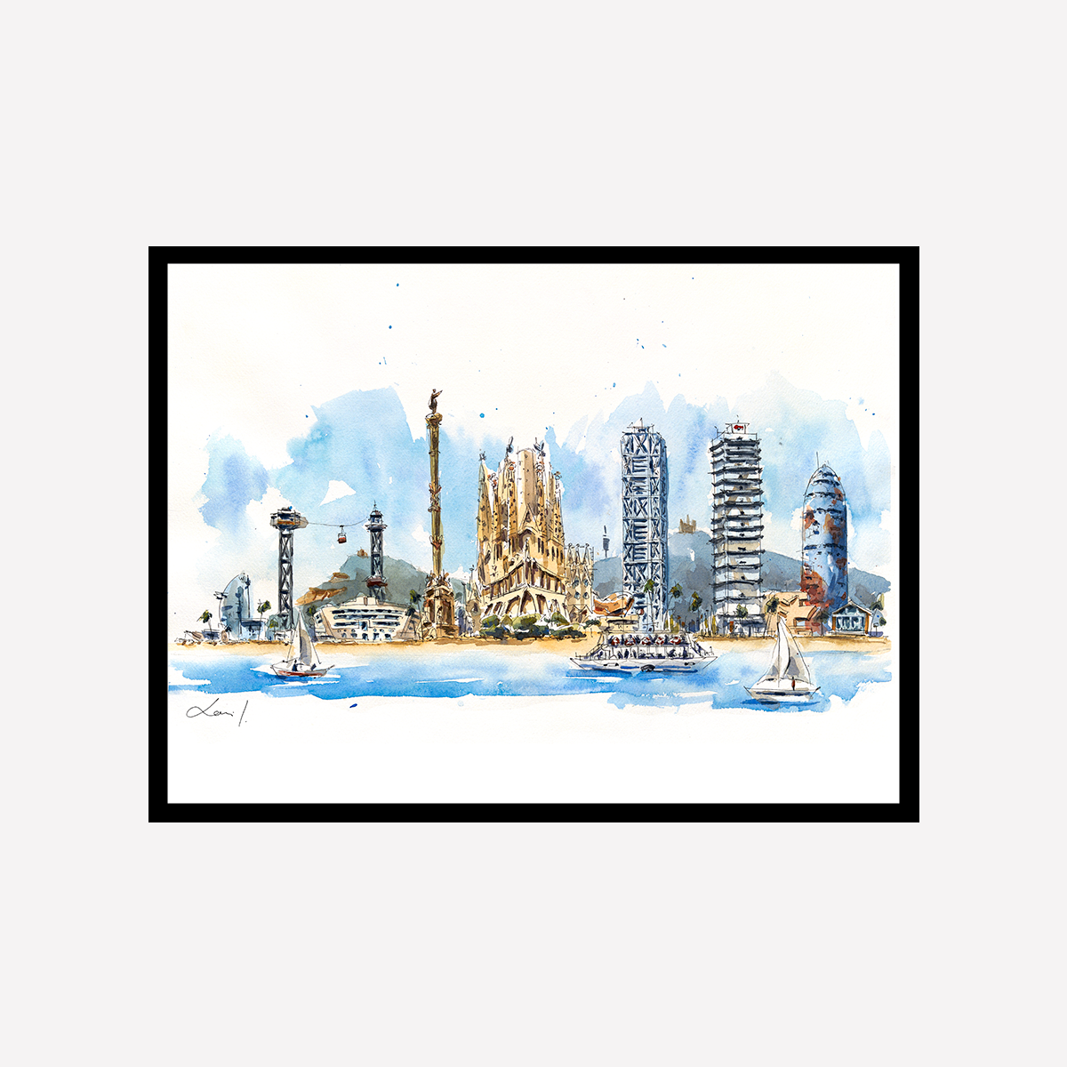 Barcelona Skyline Art Print
