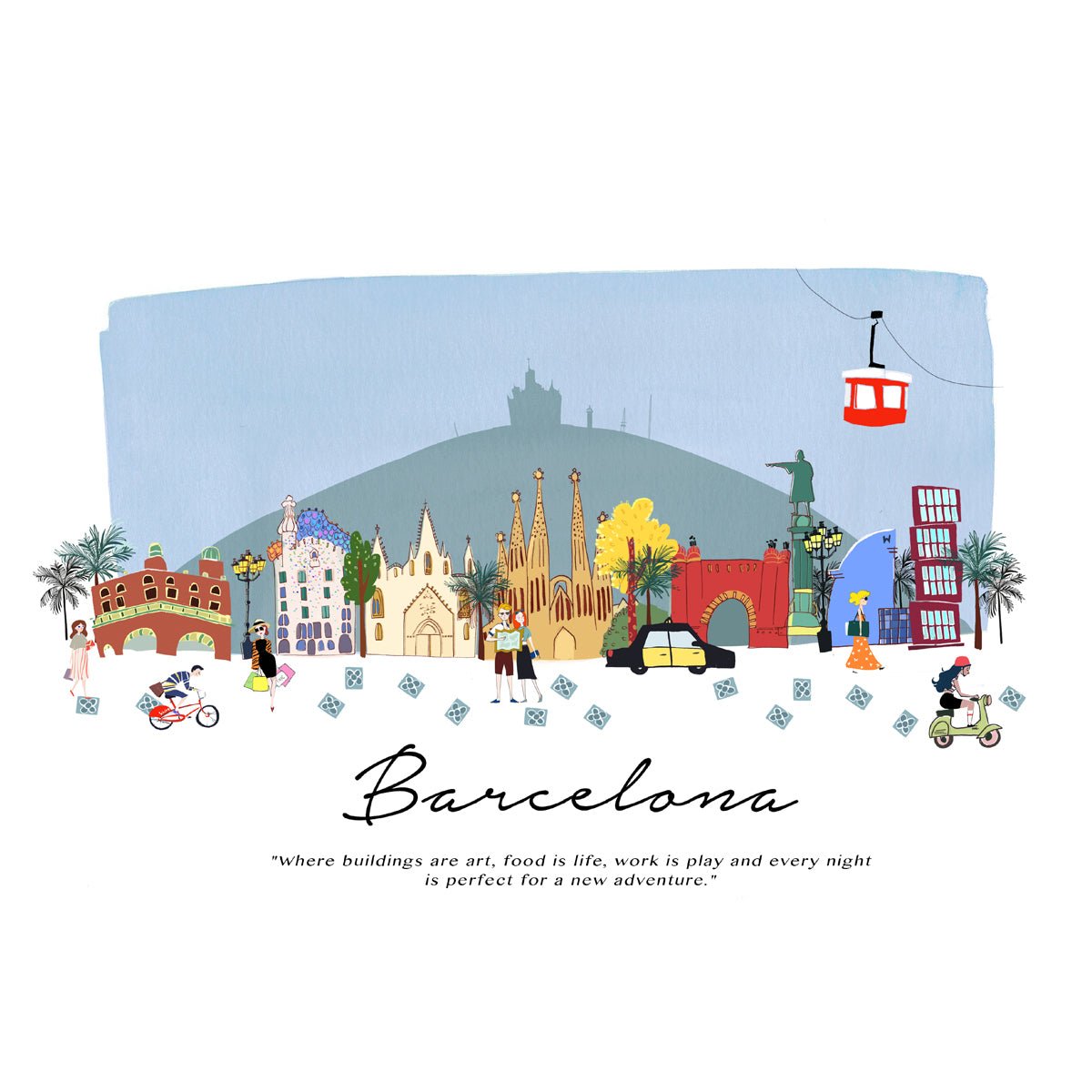 Skyline Barcelona Art Print - DesignPlace