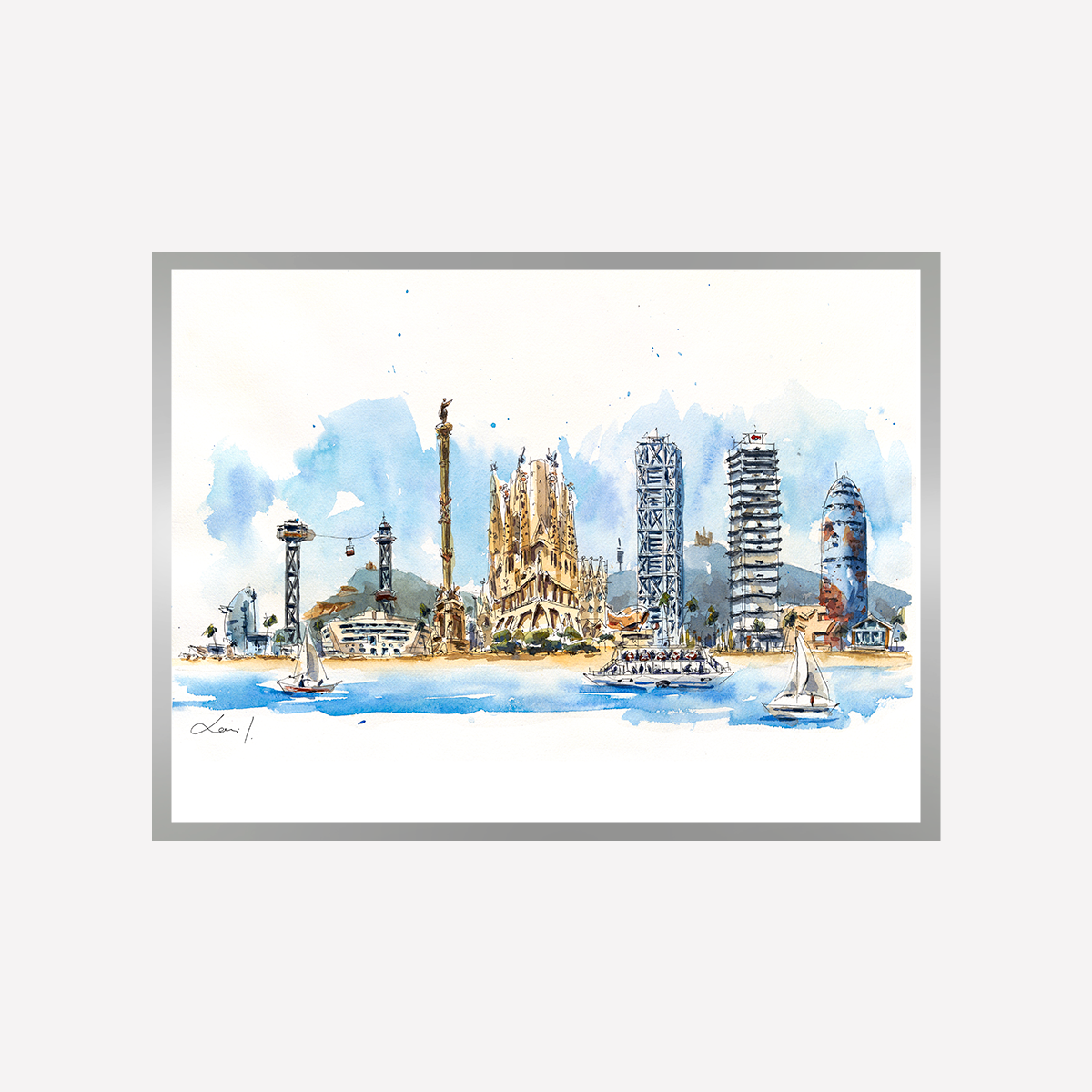 Barcelona Skyline Art Print