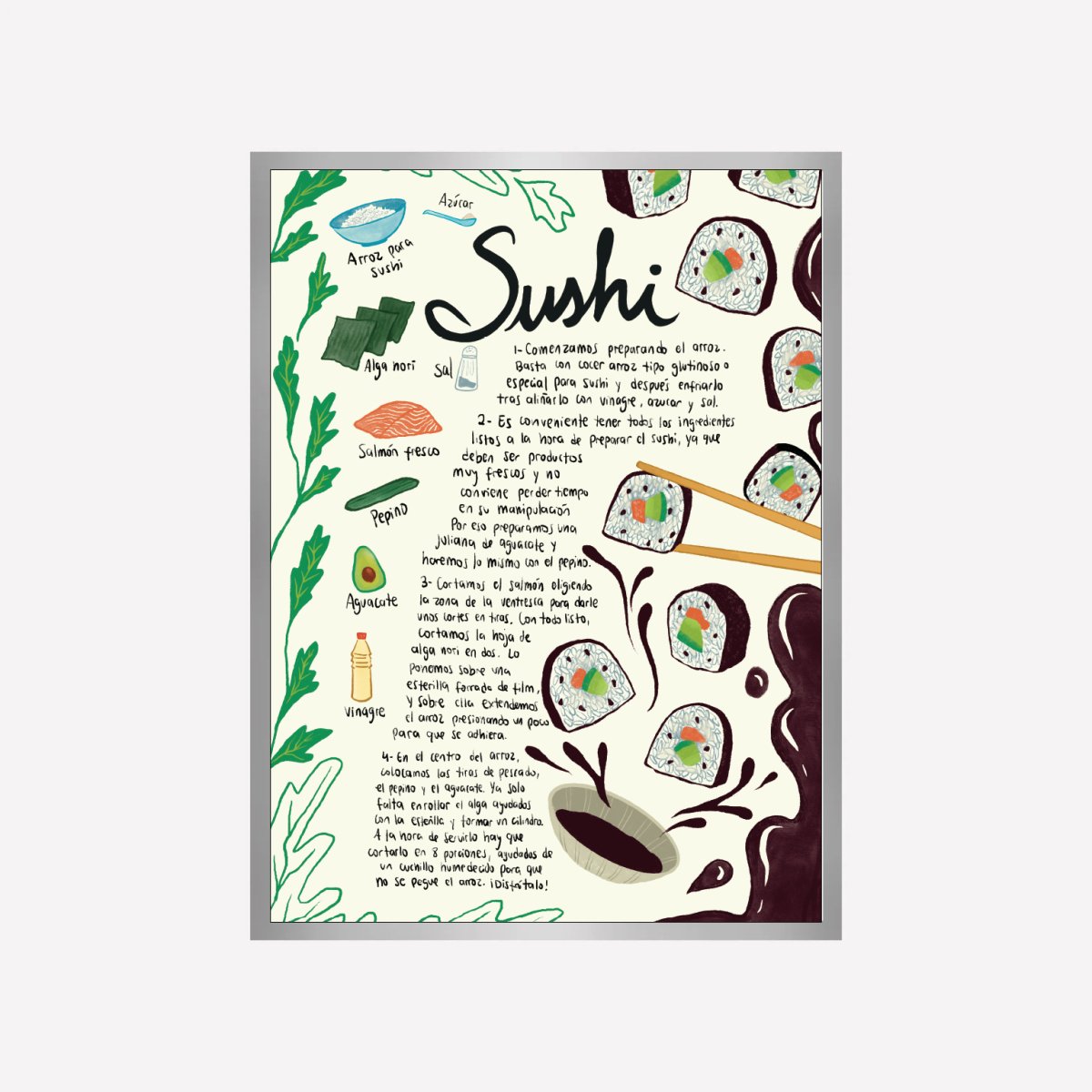 Sushi Receta Art Print - DesignPlace