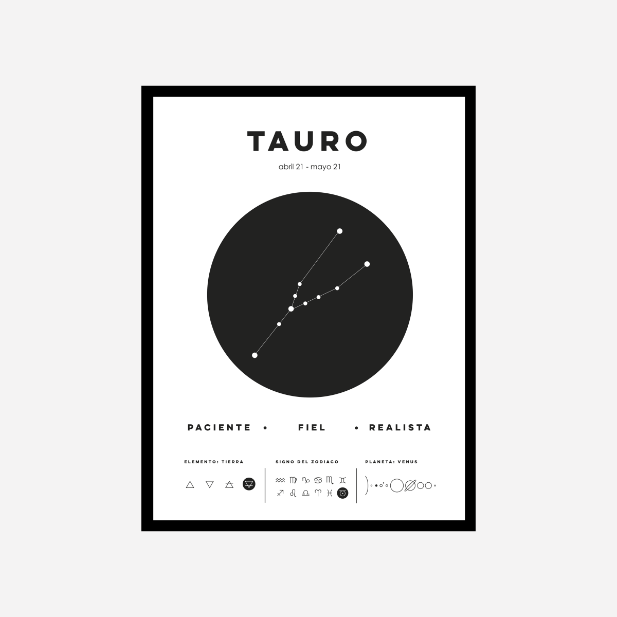 Tauro Zodiac Sign Art Print - DesignPlace