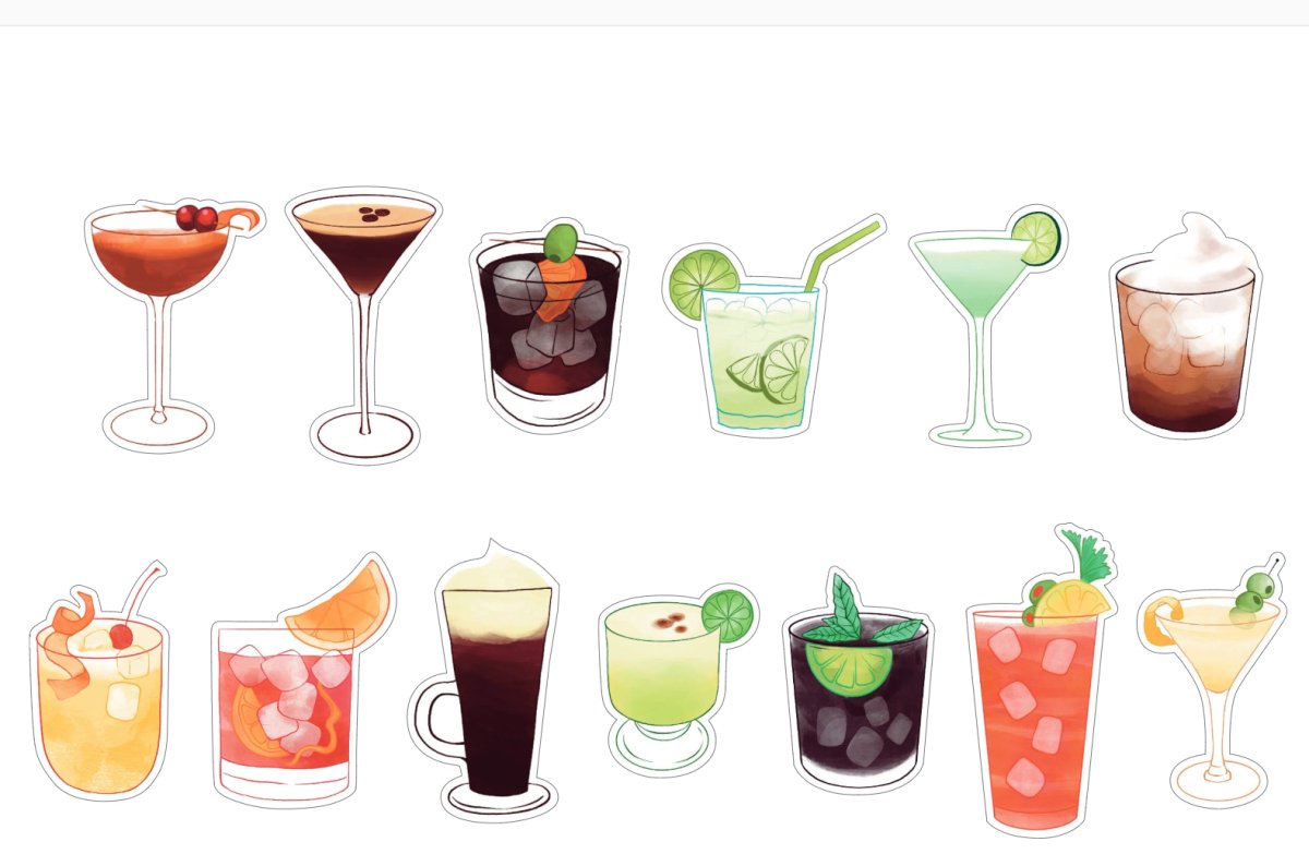 The World in Cocktails Sticker Sheet - DesignPlace