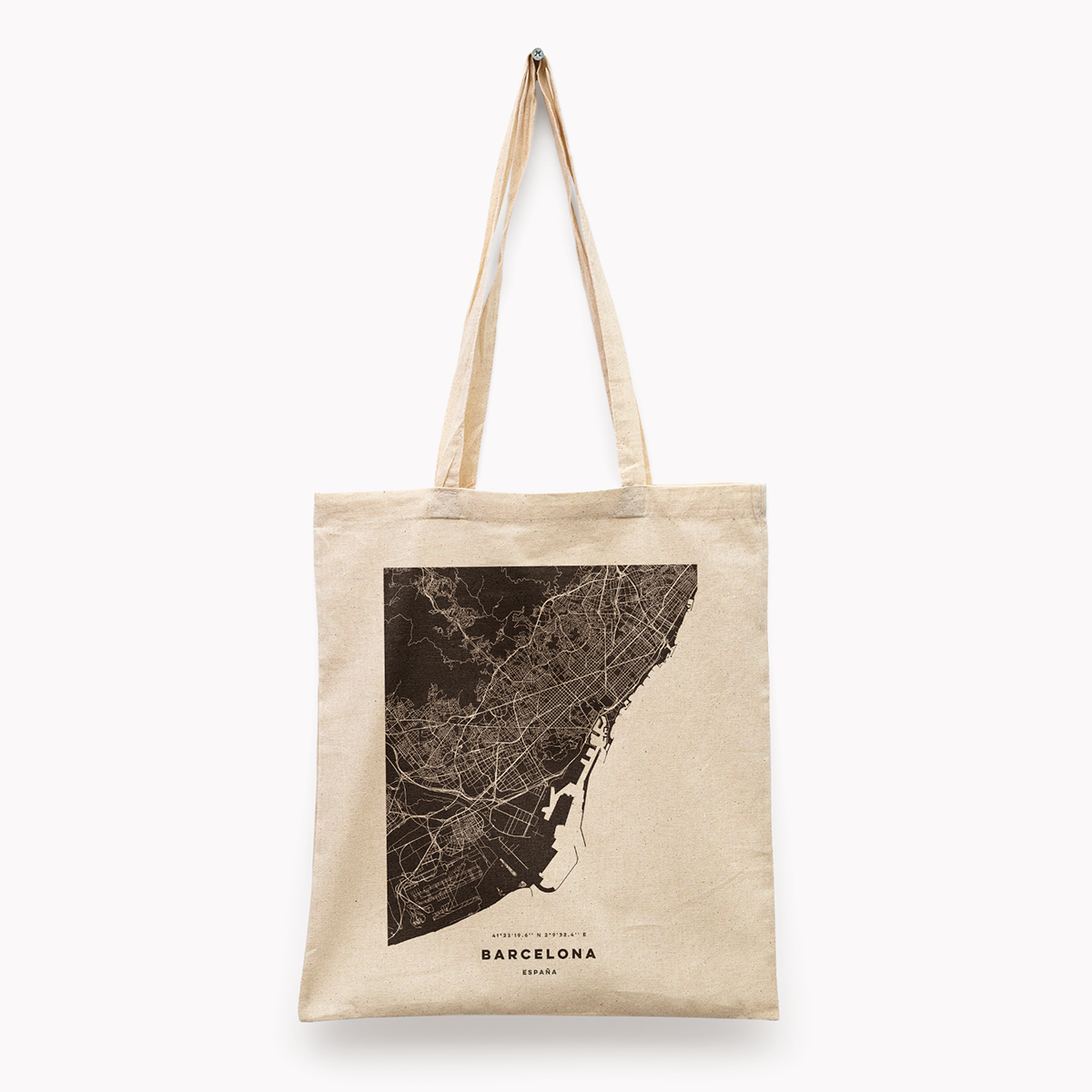 Barcelona B&W Map Tote Bag