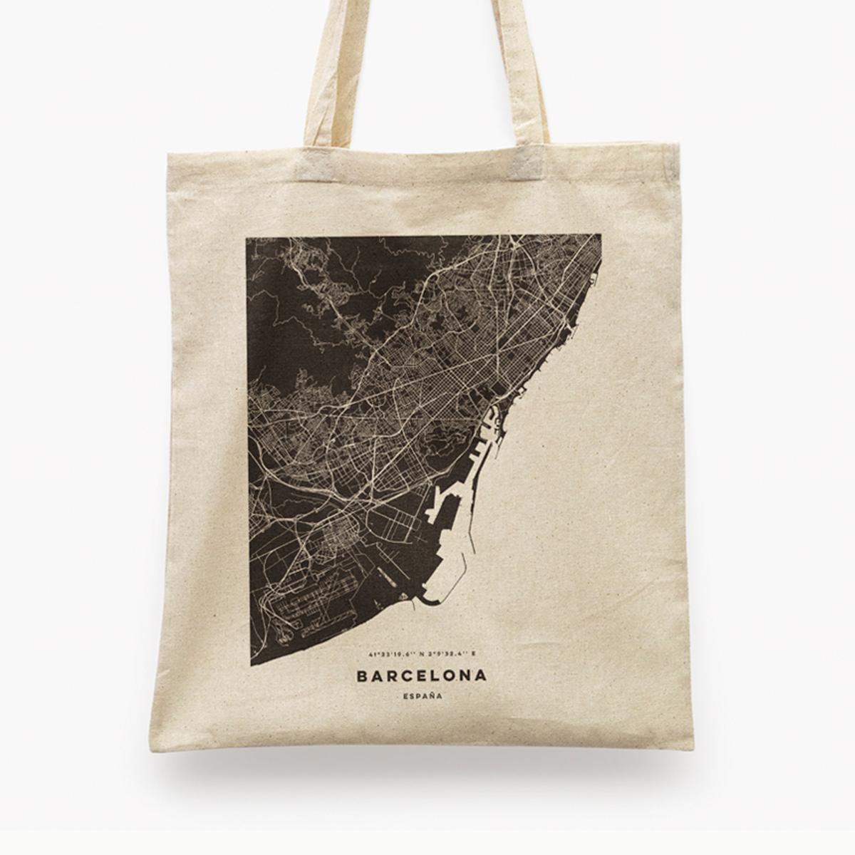 Barcelona B&W Map Tote Bag