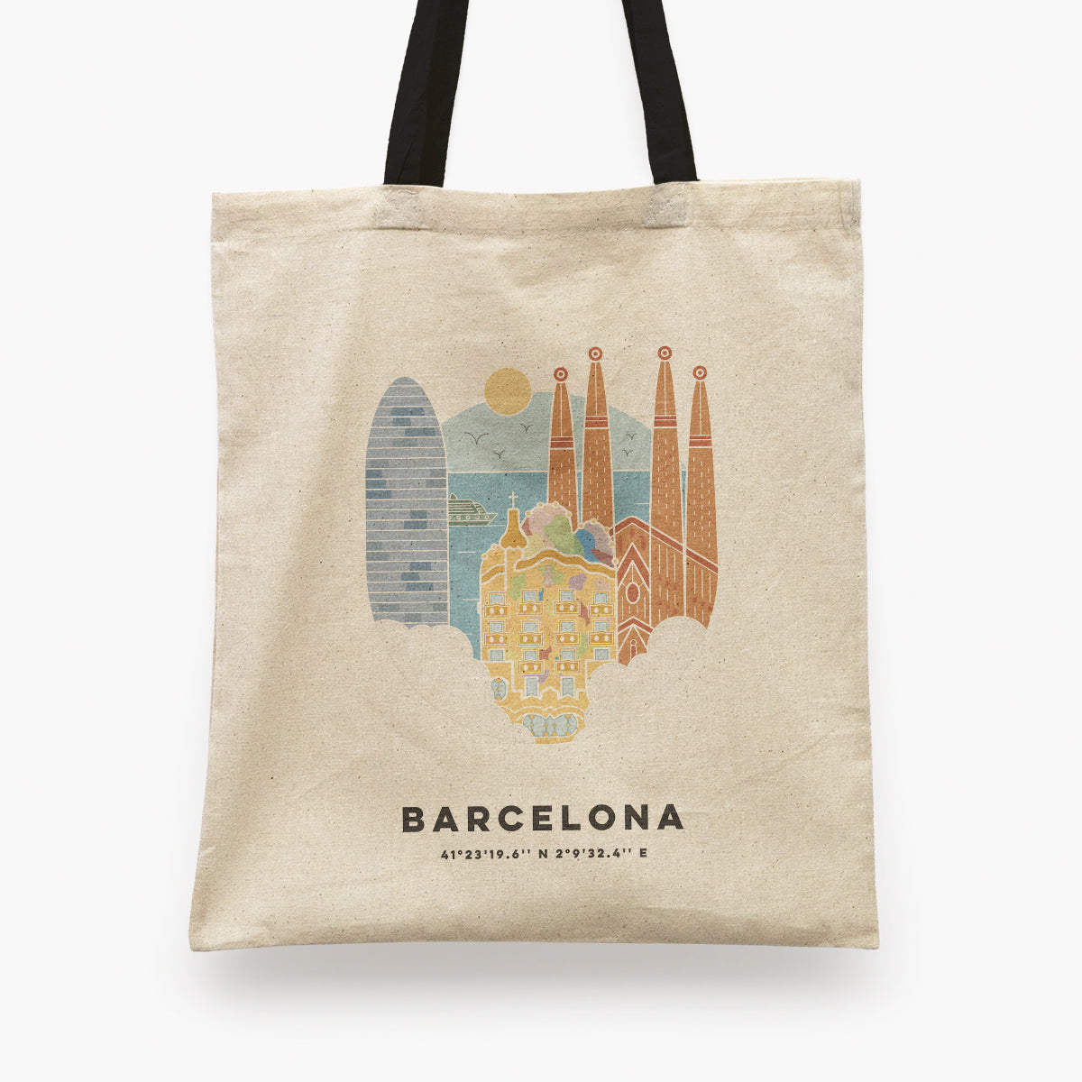 Barcelona Cityscape Colour Tote Bag