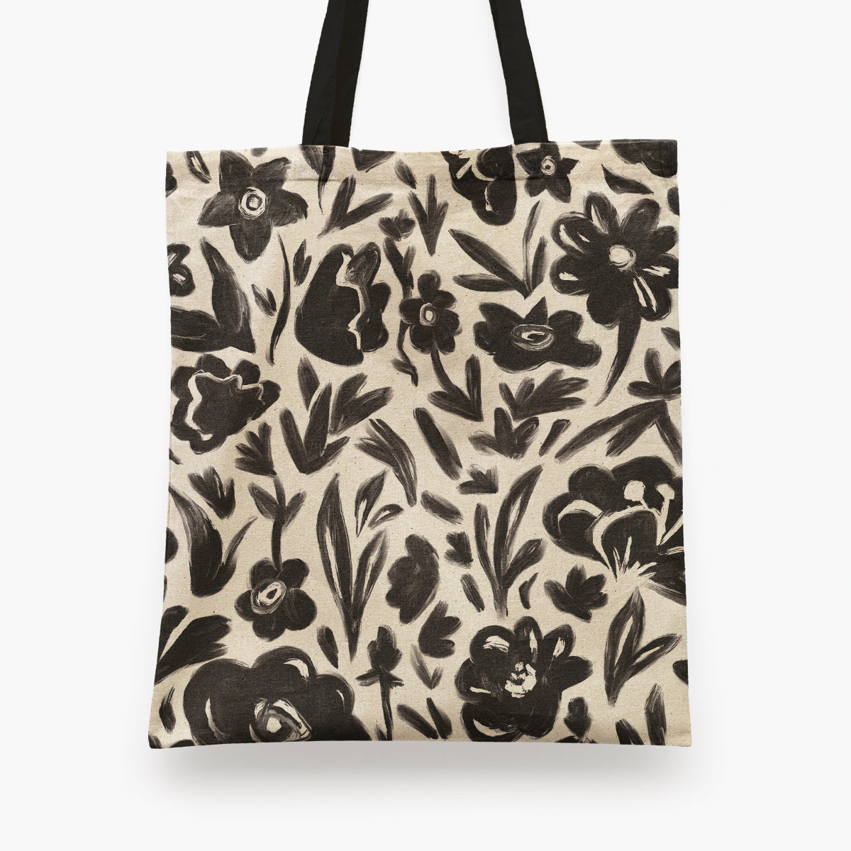 Black & White Flowers Tote Bag