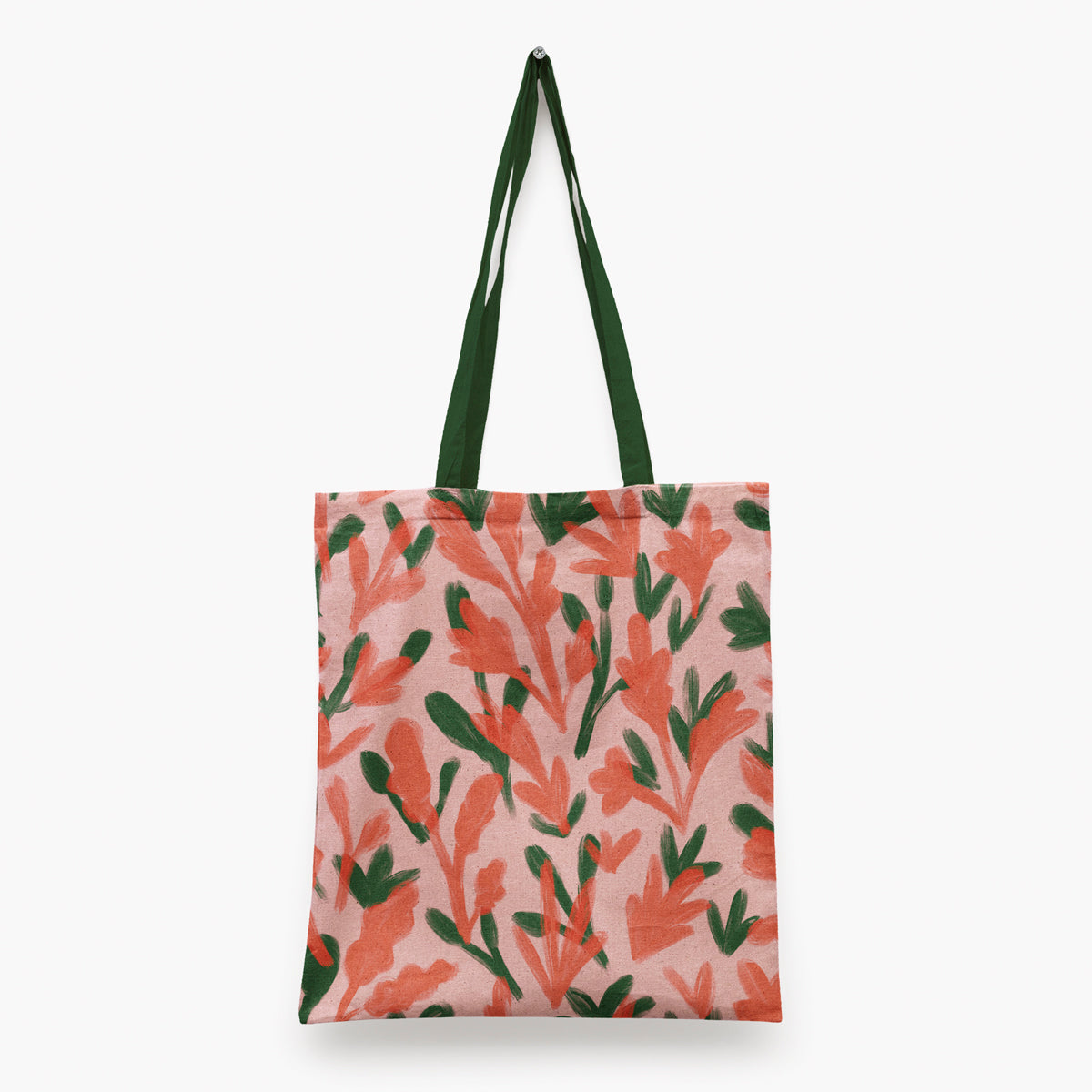 Pink & Green Flowers Tote Bag