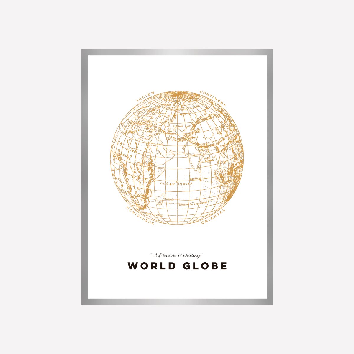 World Globe Gold Art Print - DesignPlace