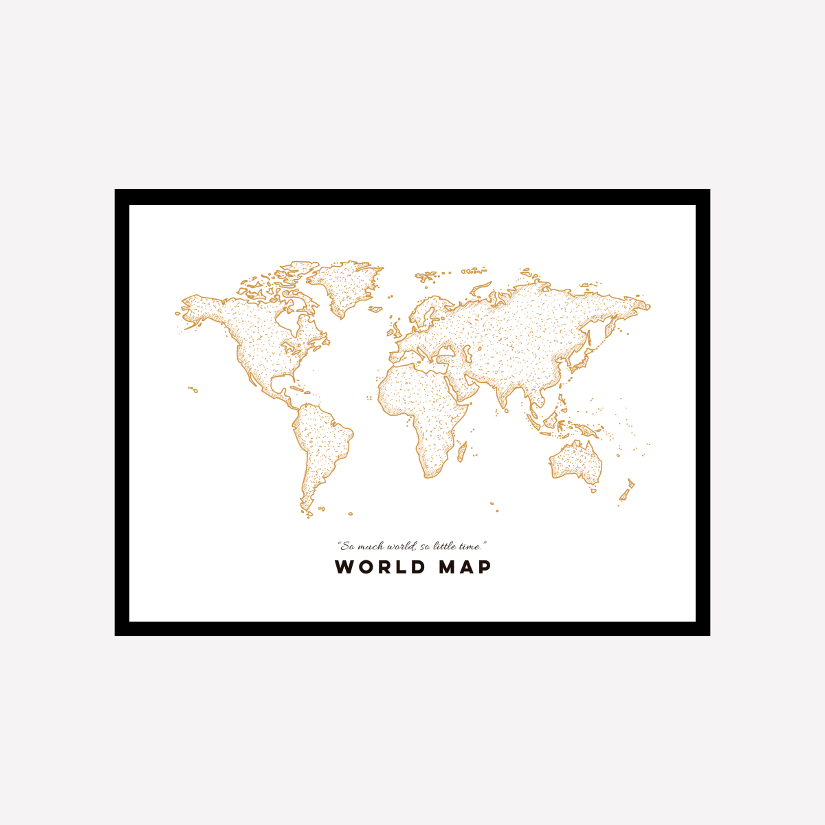 World Map Gold Art Print - DesignPlace