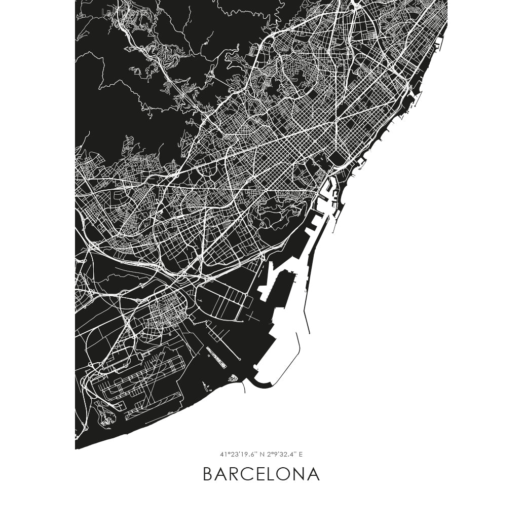 Barcelona B&W Map Tote Bag