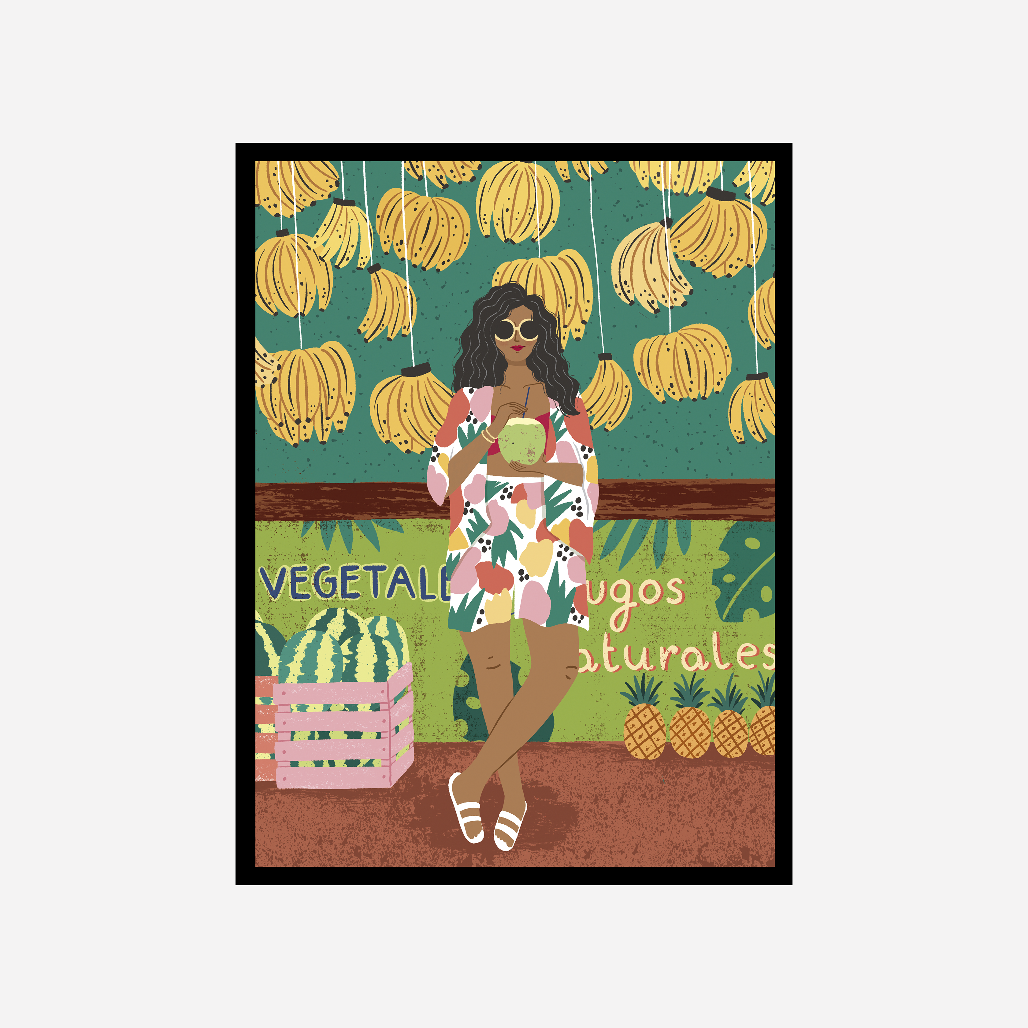 Tropical Fruit Lady Art Print