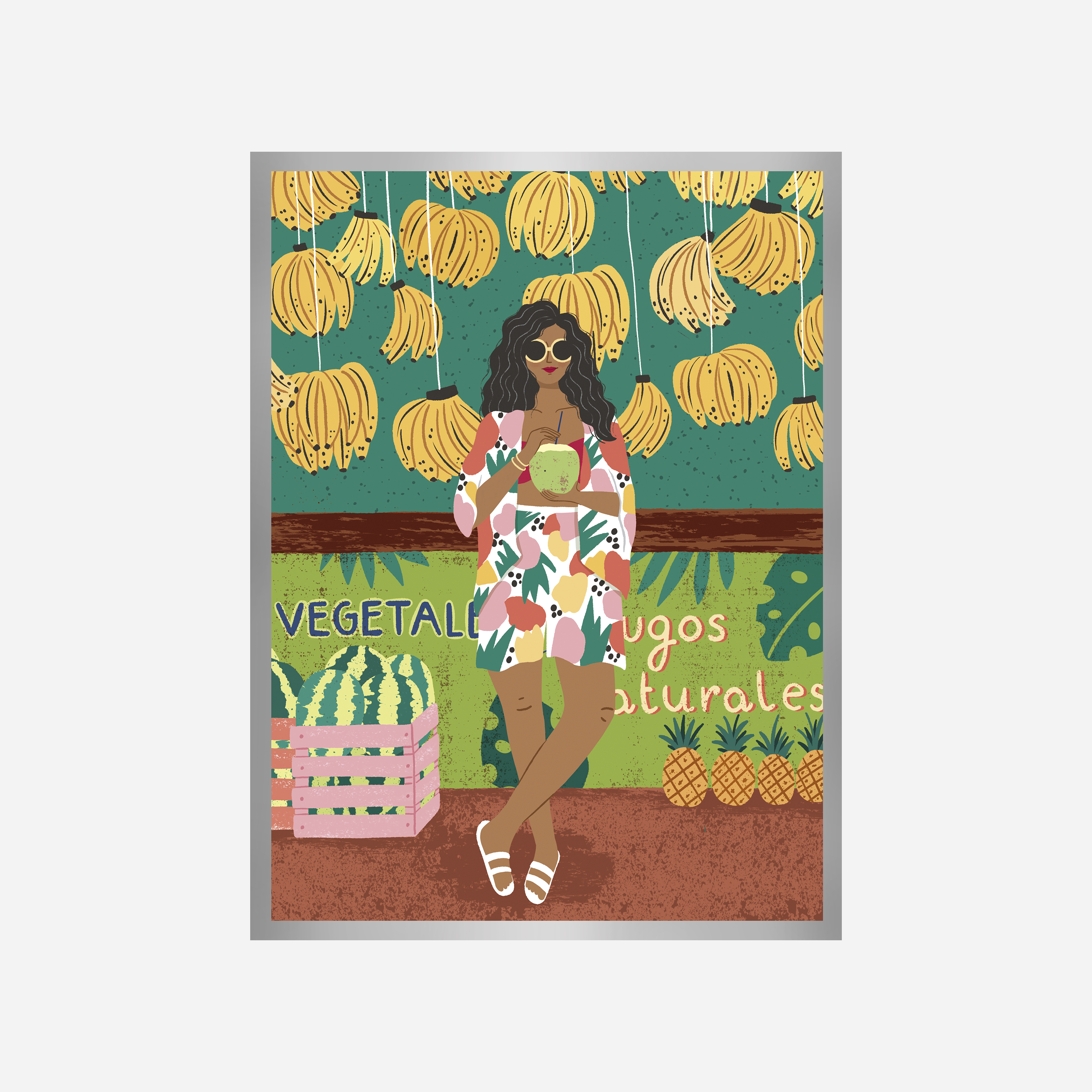 Tropical Fruit Lady Art Print