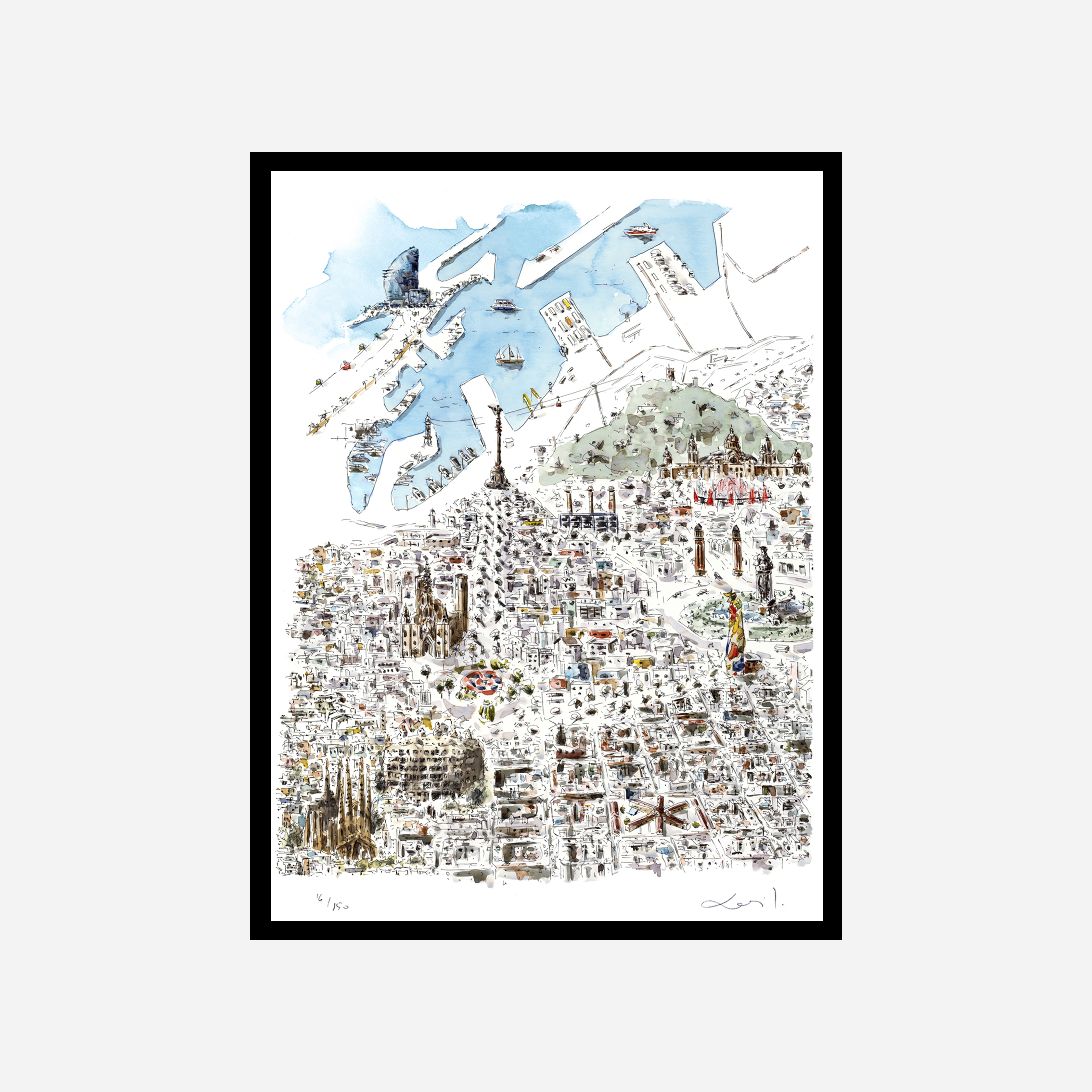 Barcelona Aerial View Art Print