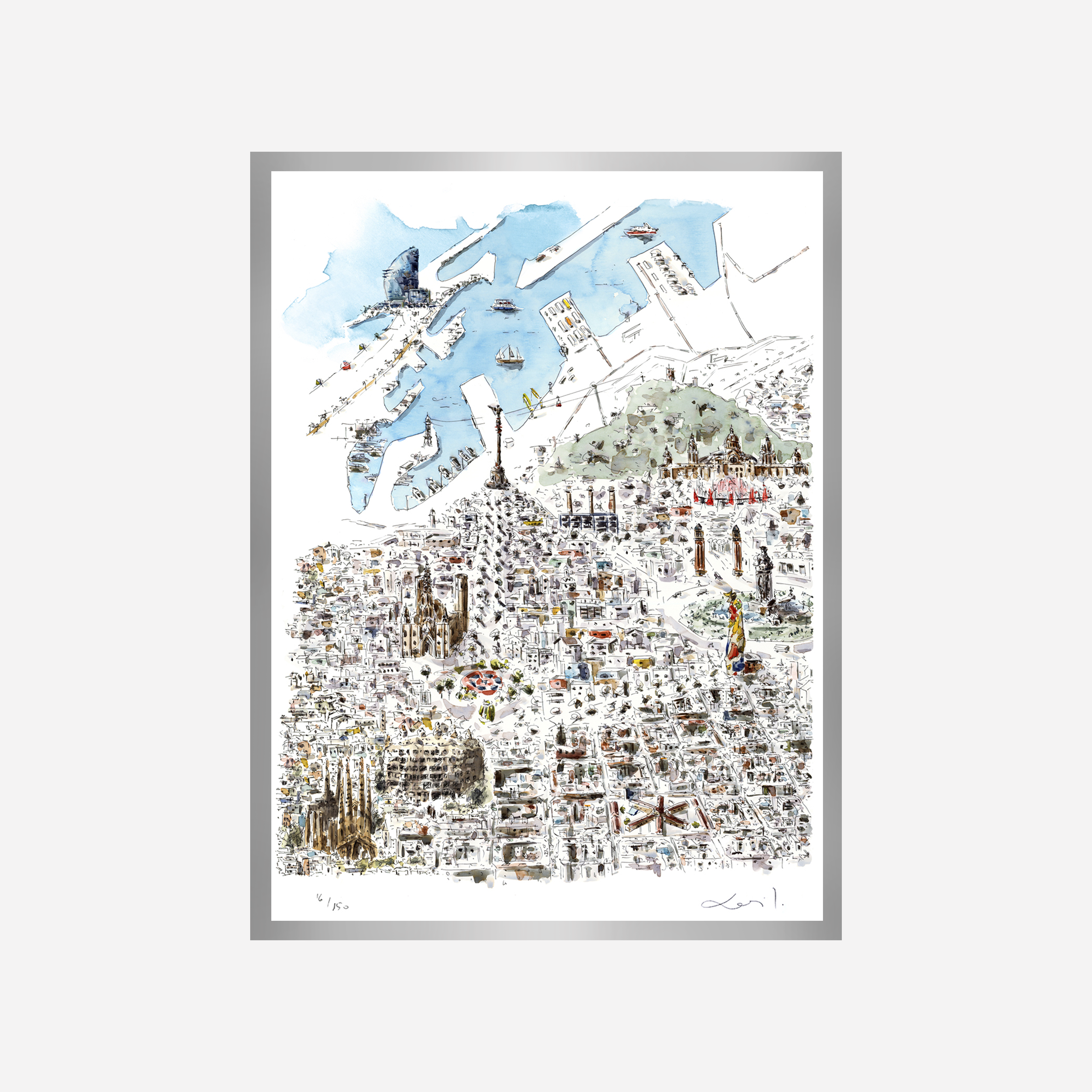 Barcelona Aerial View Art Print