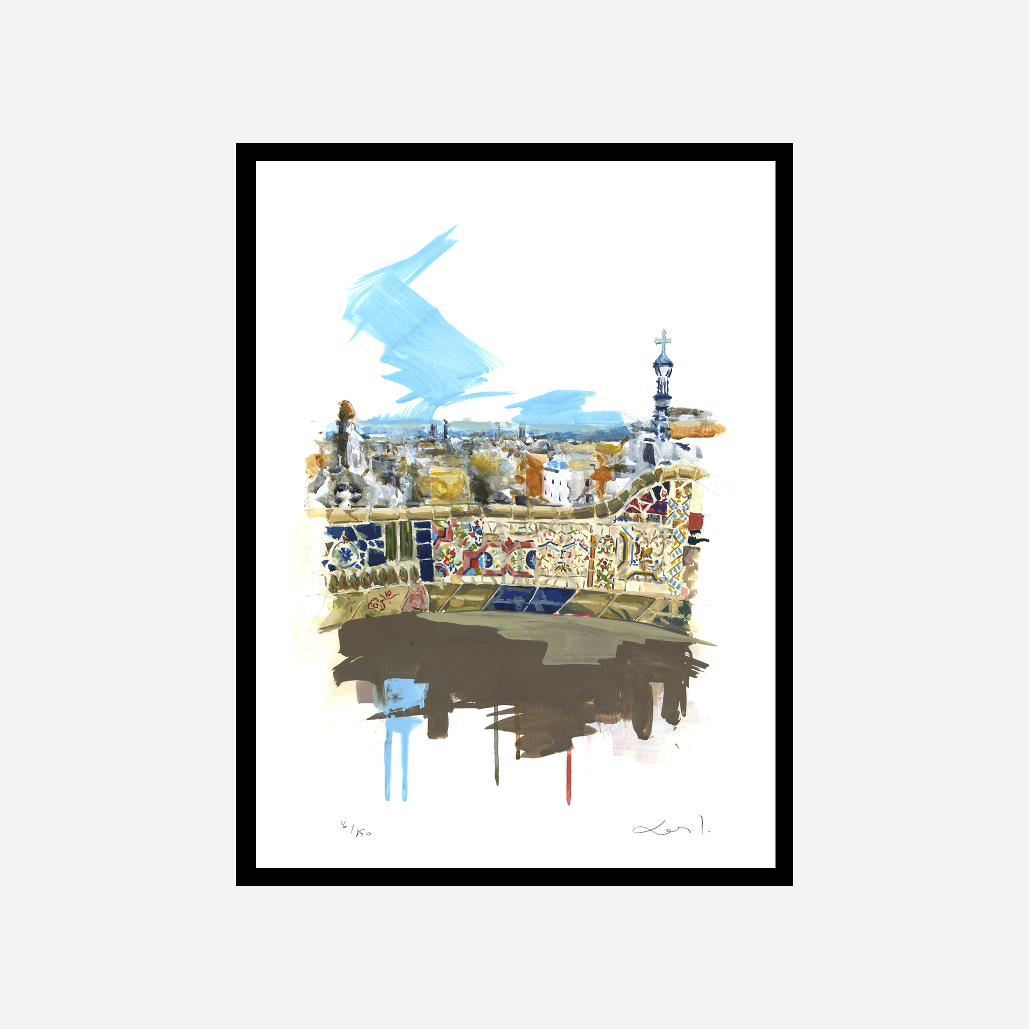 Colourful Park Güell Art Print