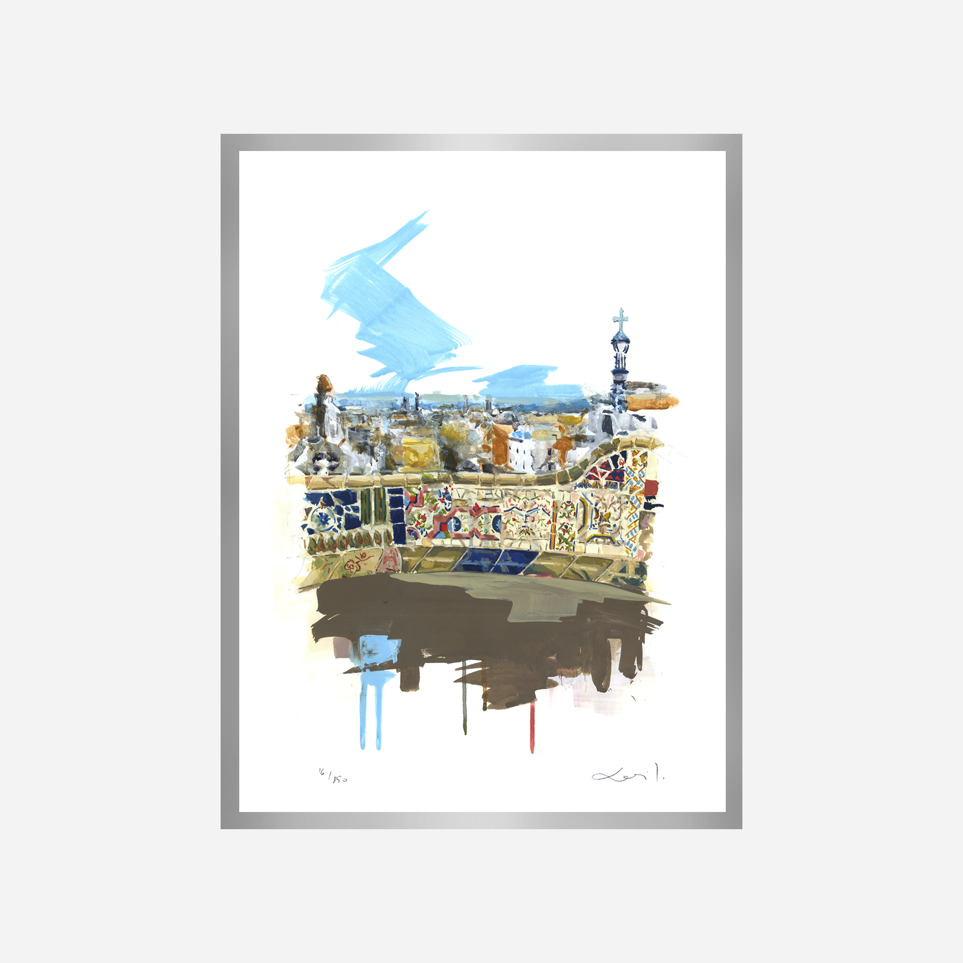 Colourful Park Güell Art Print